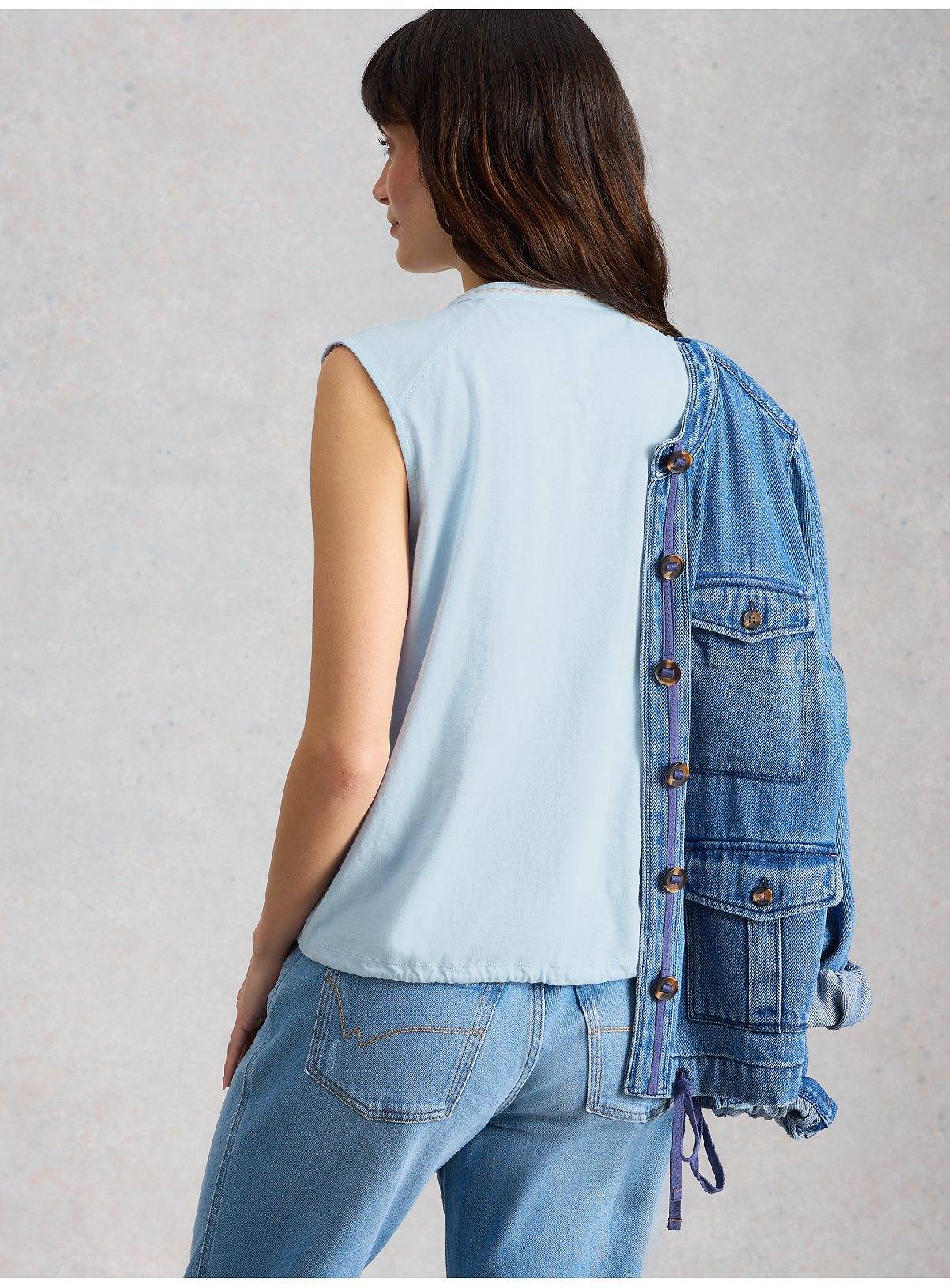 WHITE STUFF Peony Embroidered Sleeveless Shirt 12 - Image 2