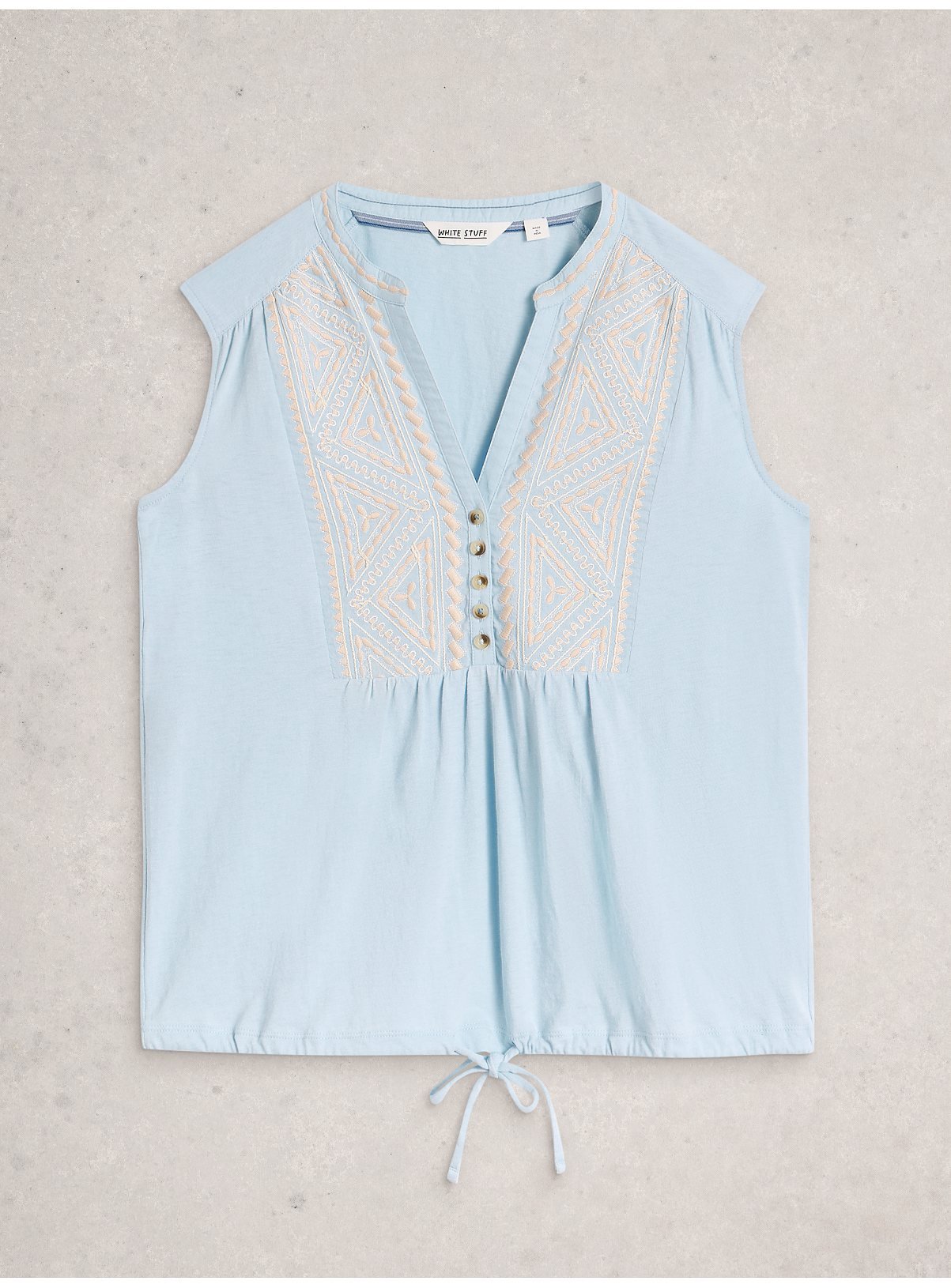 WHITE STUFF Peony Embroidered Sleeveless Shirt 12 - Image 5 thumbnail