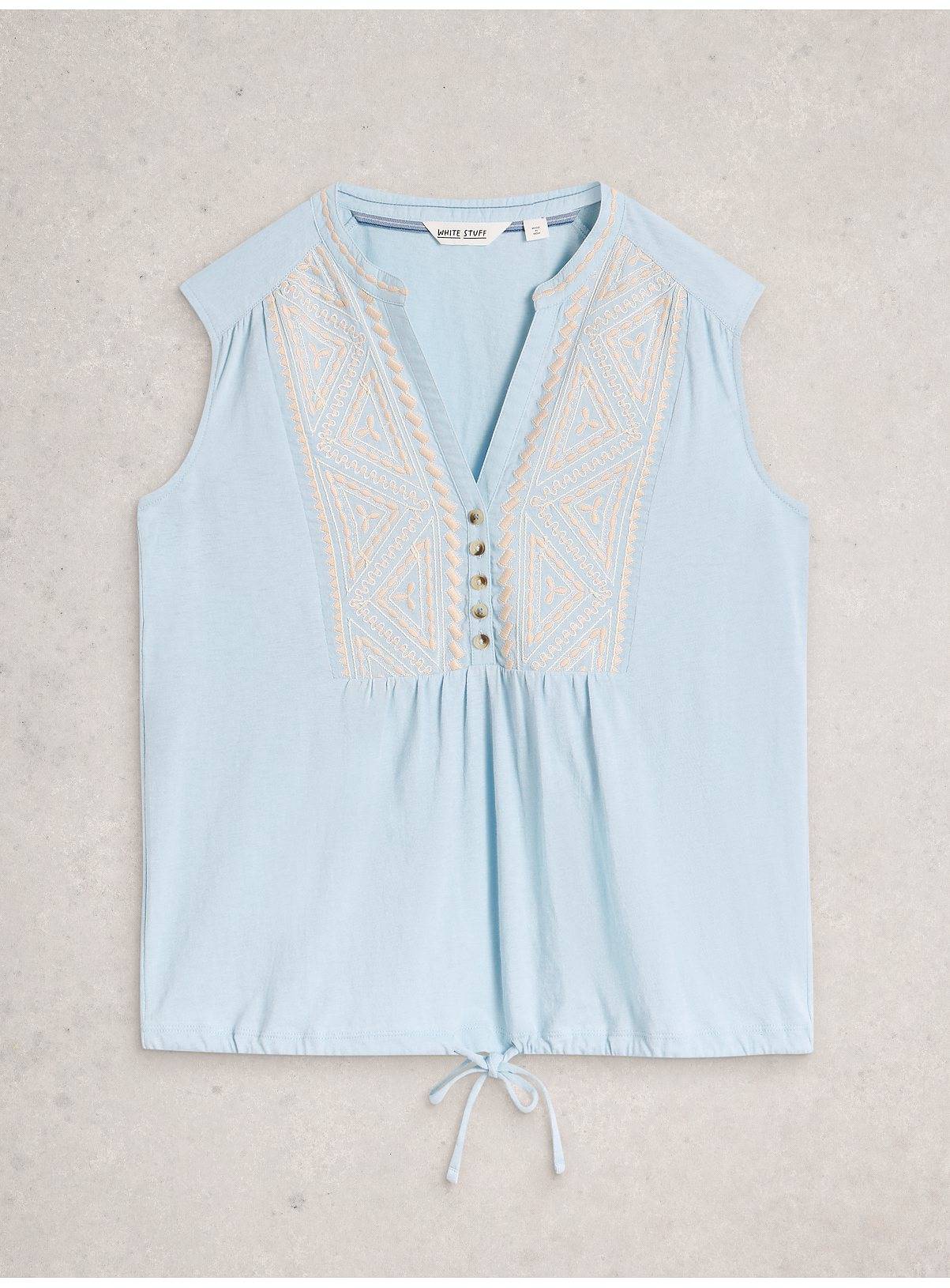 WHITE STUFF Peony Embroidered Sleeveless Shirt 12 - Image 5