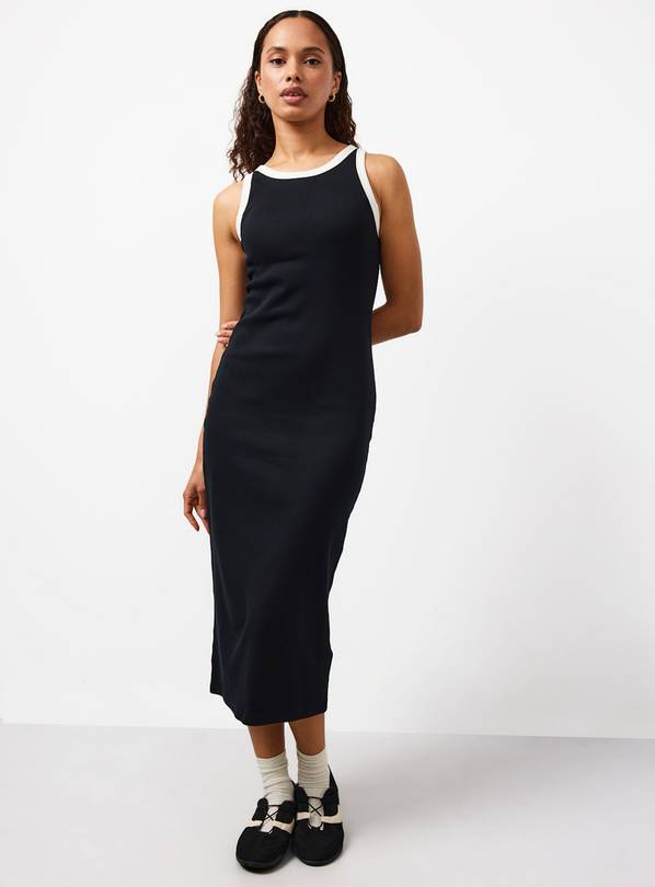 Black Built In Bra Midi Sleeveless Column Dress 24