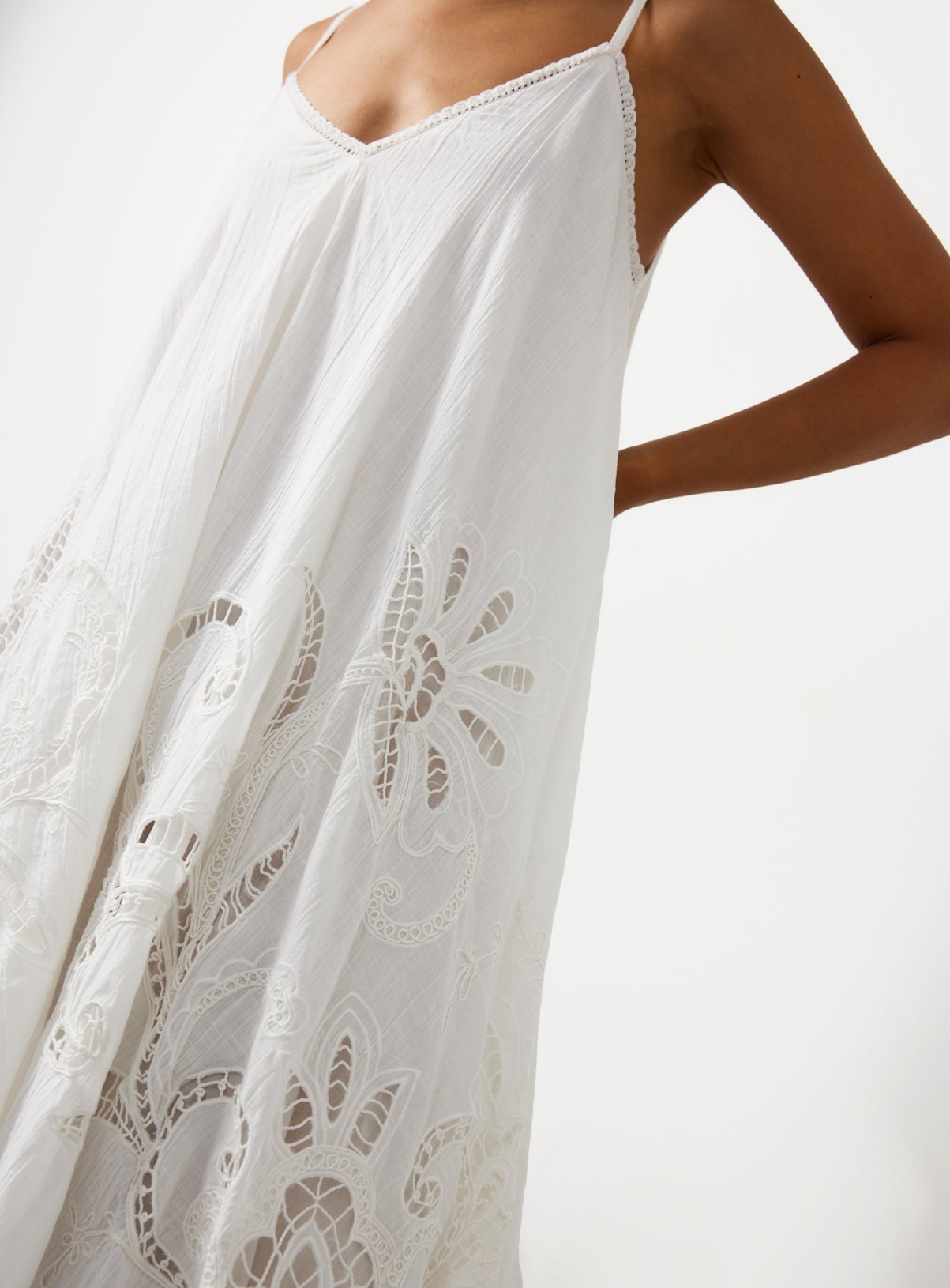 Buy White Lace Cutwork Detail Hanky Hem Cami Dress 10 | Midaxi | Argos