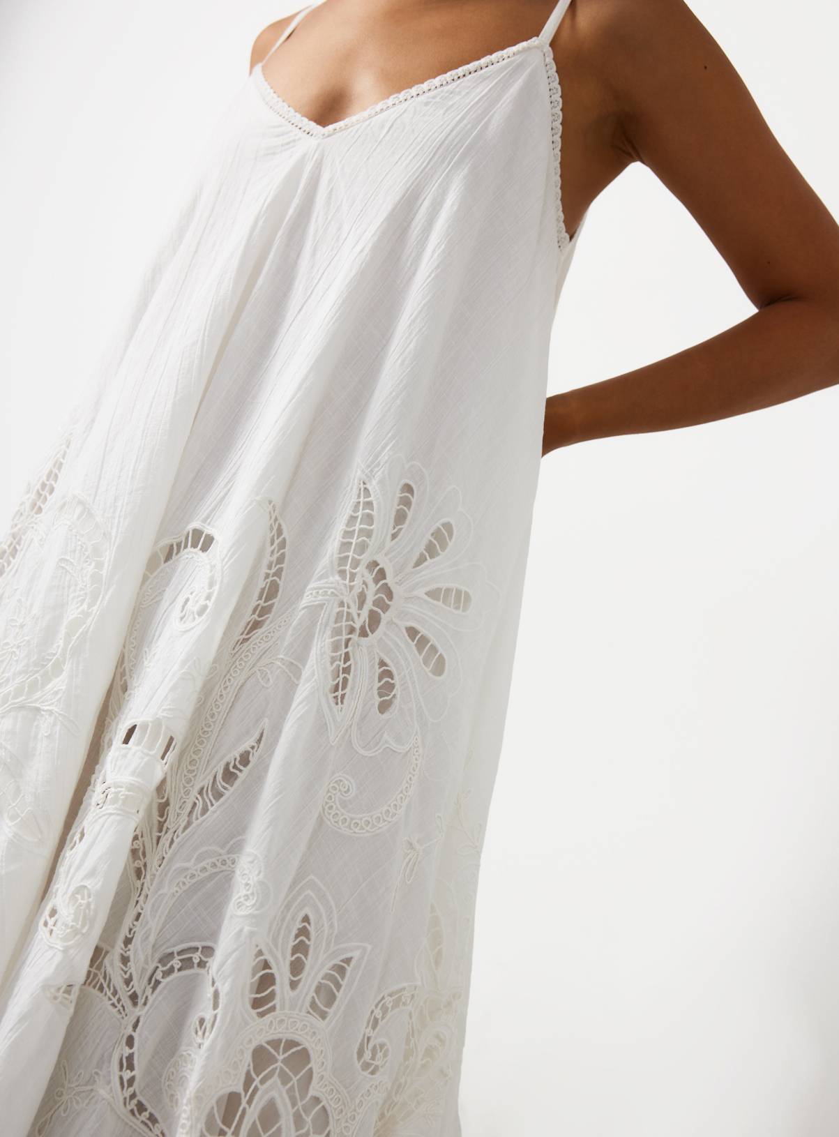 White Lace Cutwork Detail Hanky Hem Cami Dress 6 - Image 4