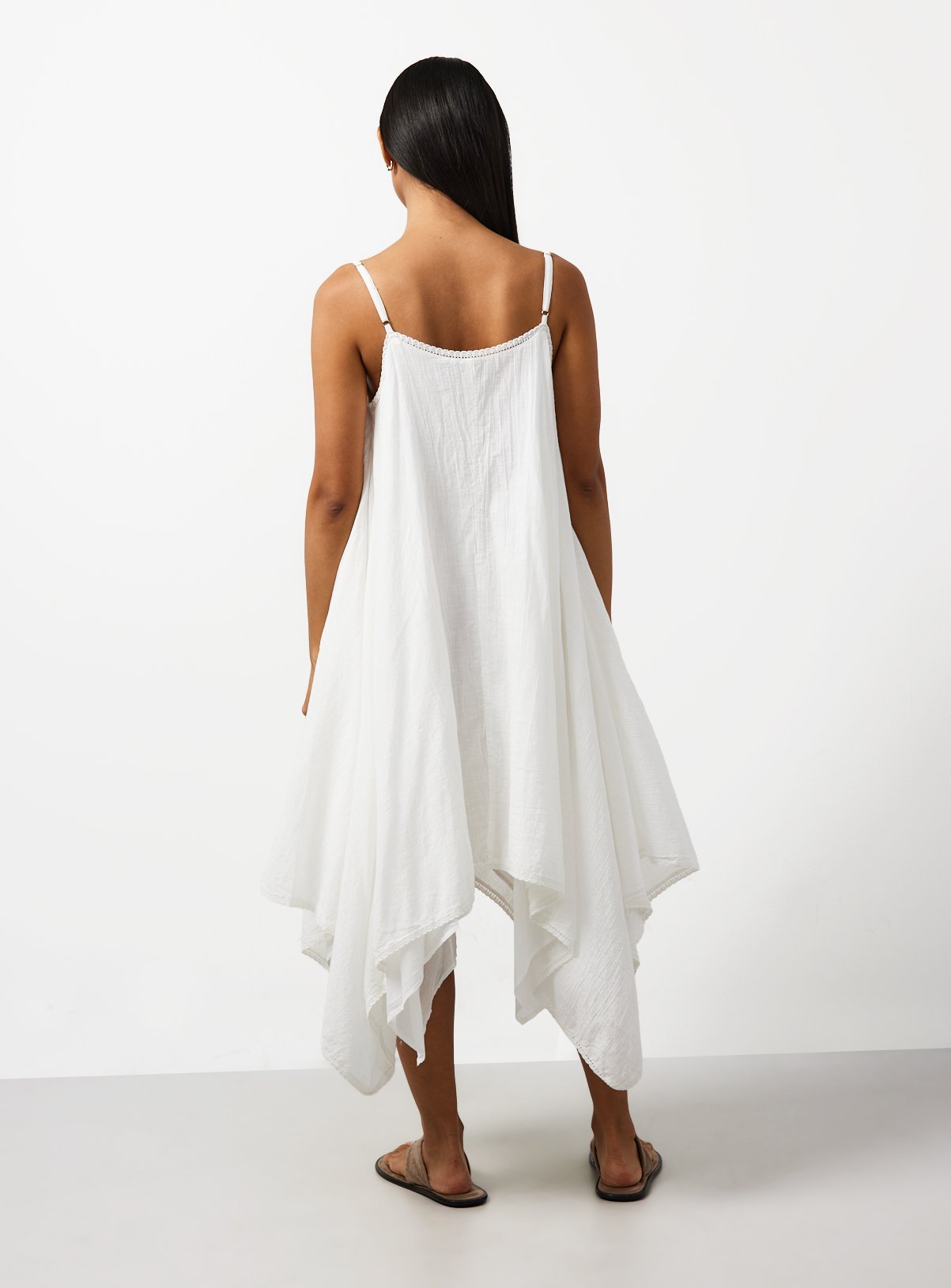 White Lace Cutwork Detail Hanky Hem Cami Dress 6 - Image 5 thumbnail