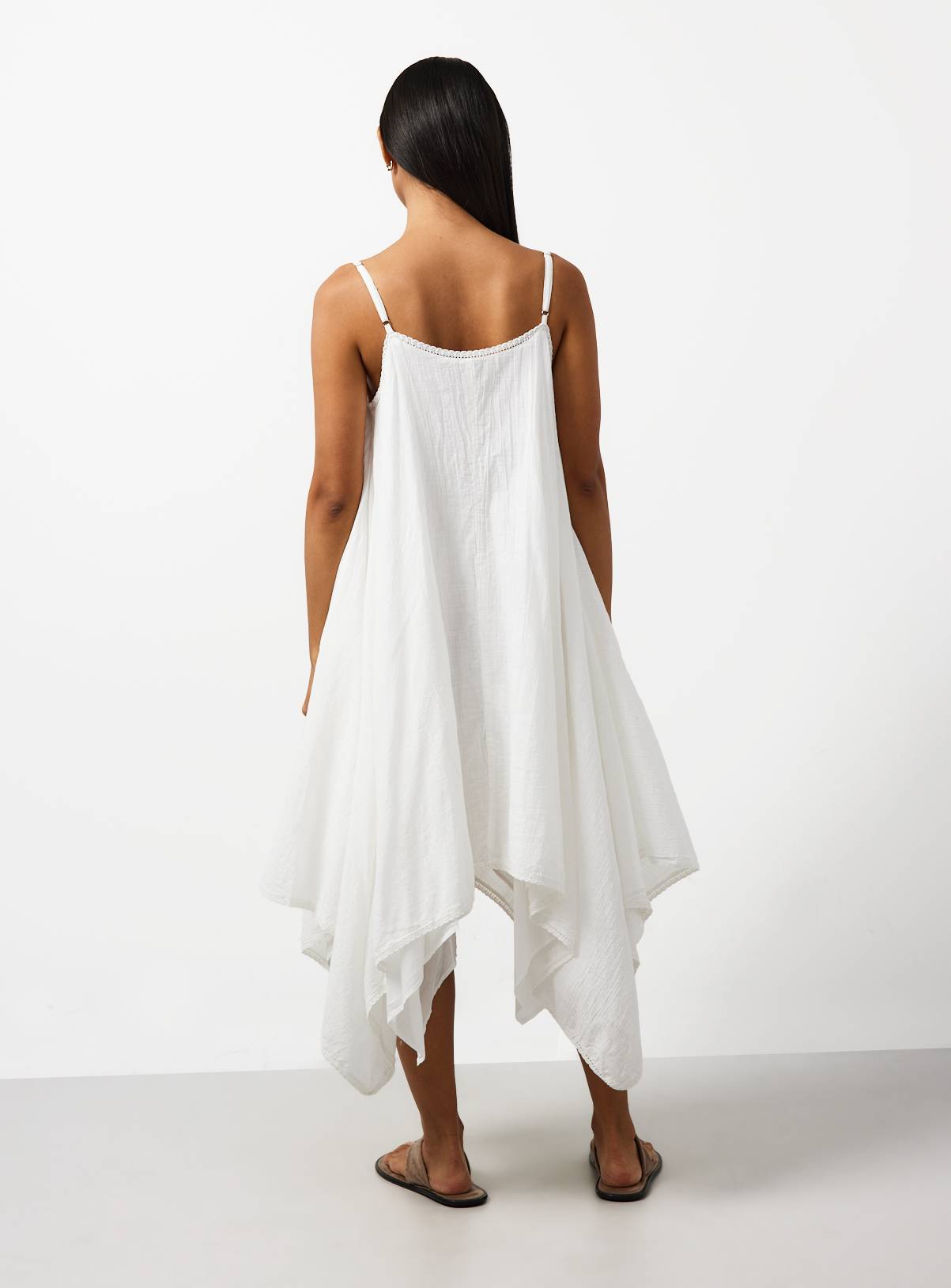 White Lace Cutwork Detail Hanky Hem Cami Dress 6 - Image 5