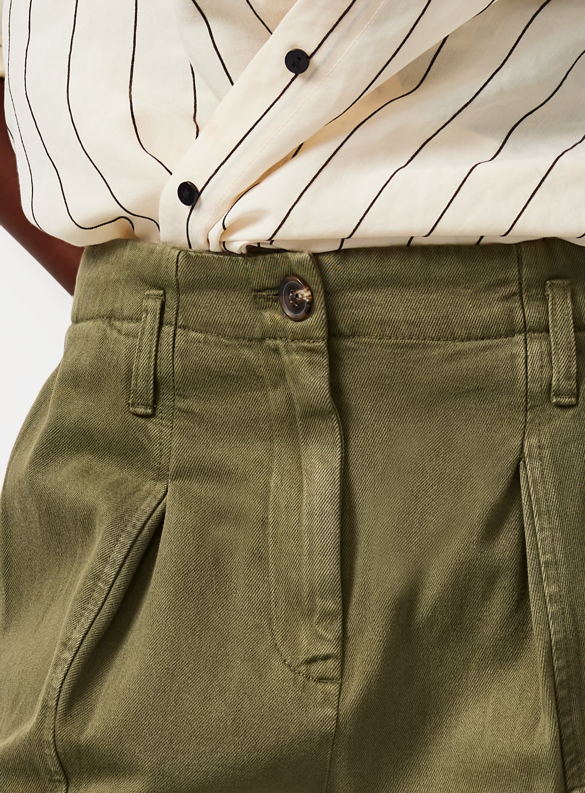Khaki Twill Barrel Leg Cargo Trousers 8 - Image 4 thumbnail