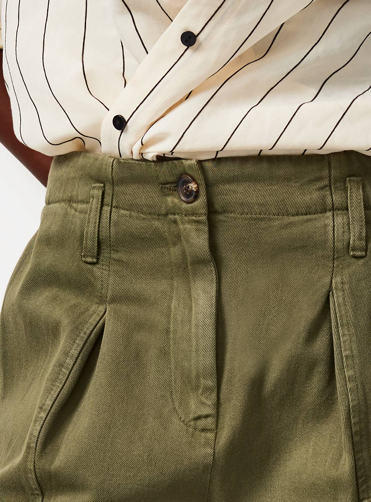 Khaki Twill Barrel Leg Cargo Trousers 8 - Image 4