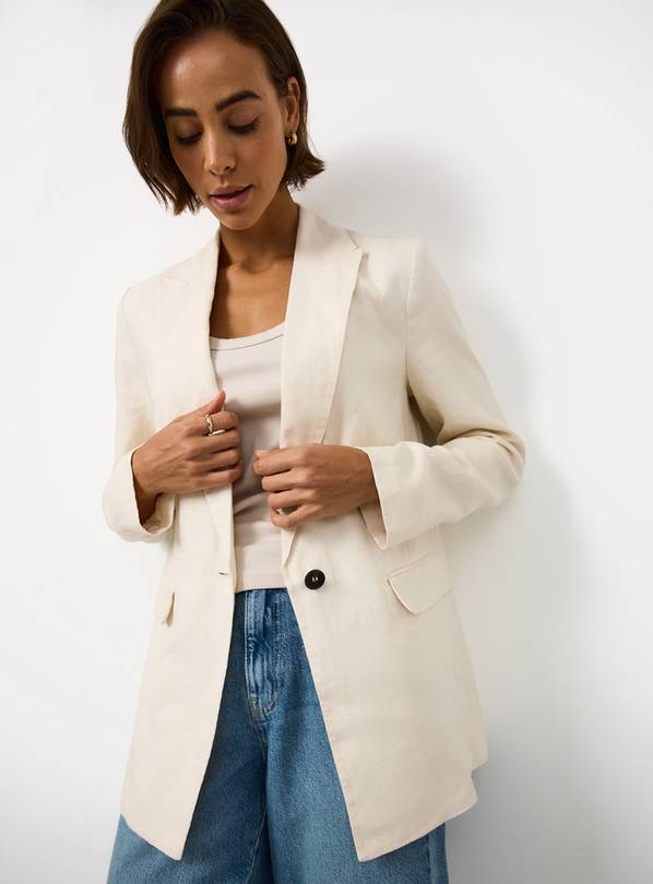 Cream Linen Longline Blazer 10