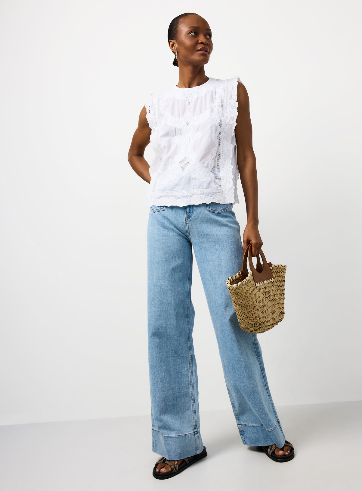 White Lace Embroidered Sleeveless Shell Top 6 - Image 2 thumbnail