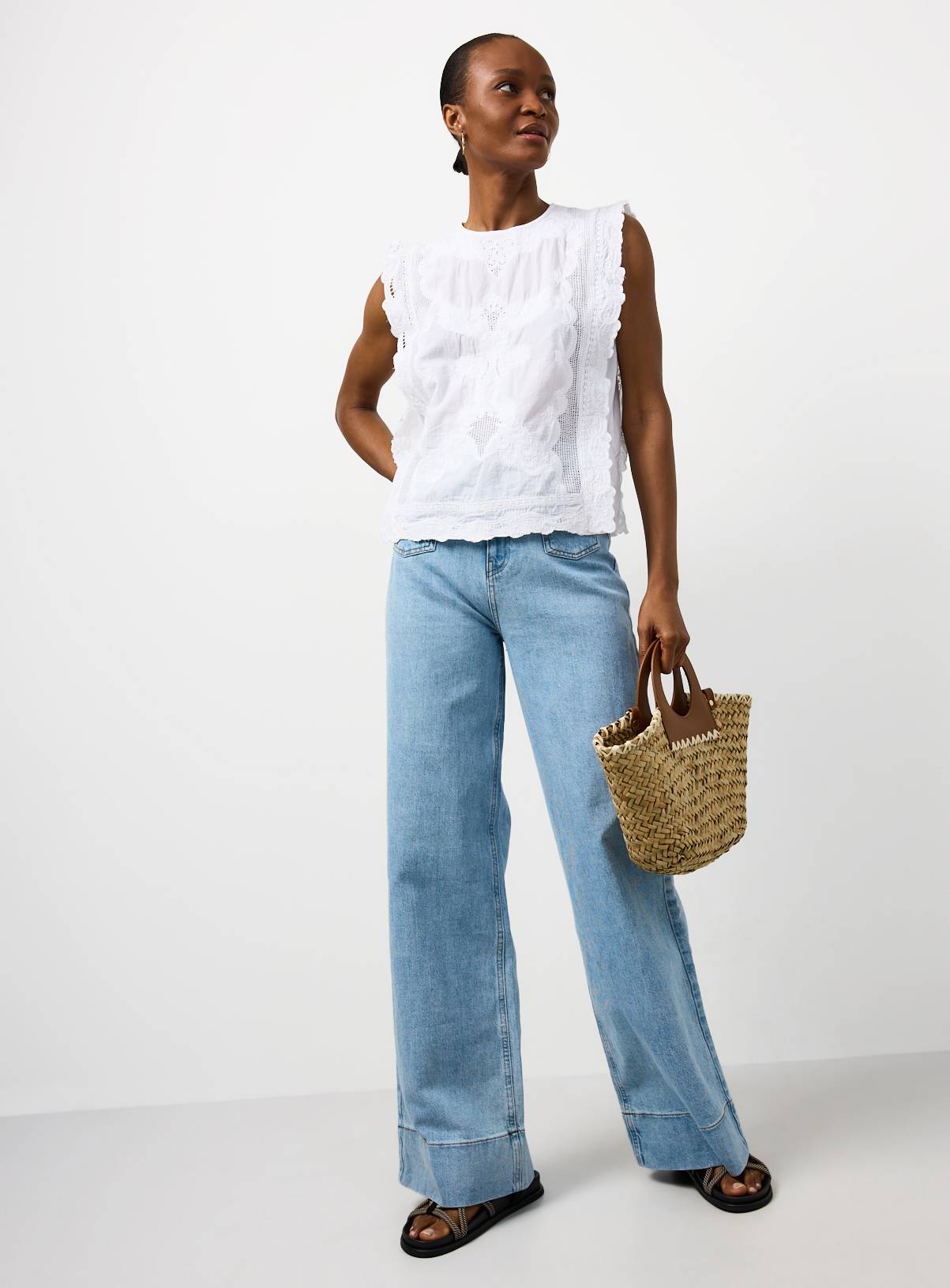 White Lace Embroidered Sleeveless Shell Top 6 - Image 2