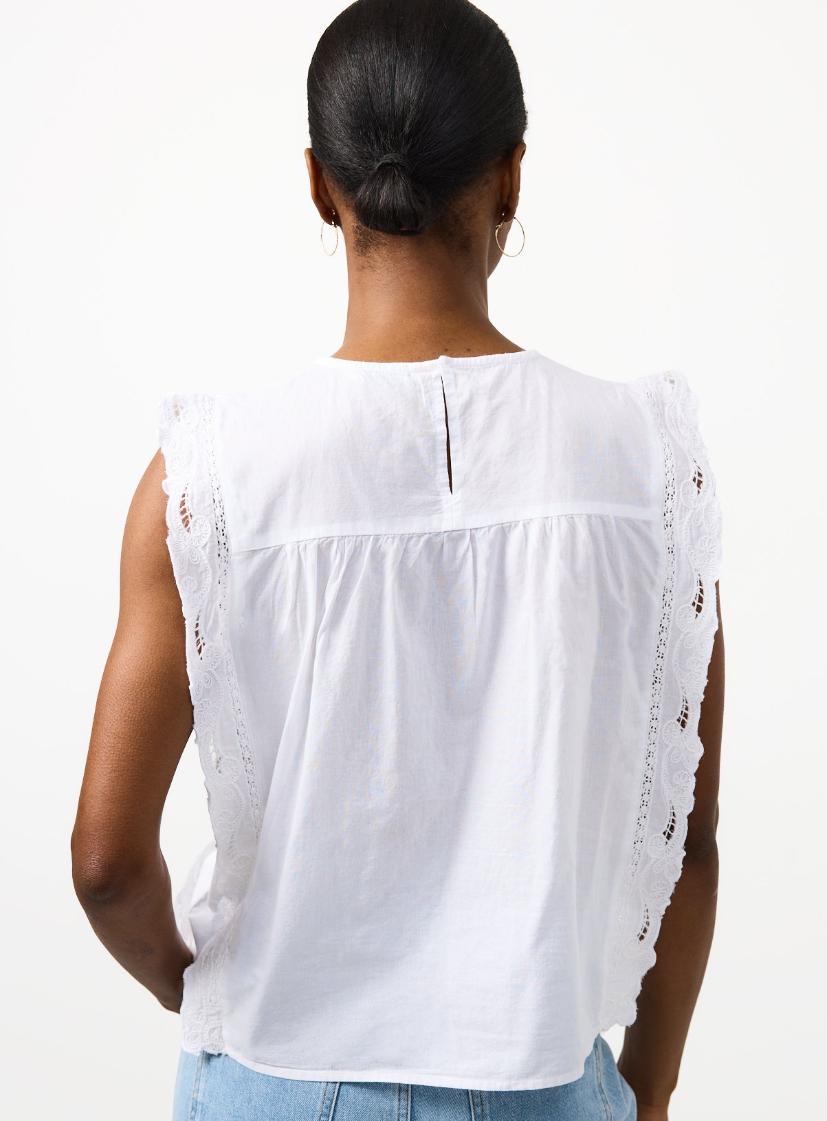 White Lace Embroidered Sleeveless Shell Top 6 - Image 4 thumbnail