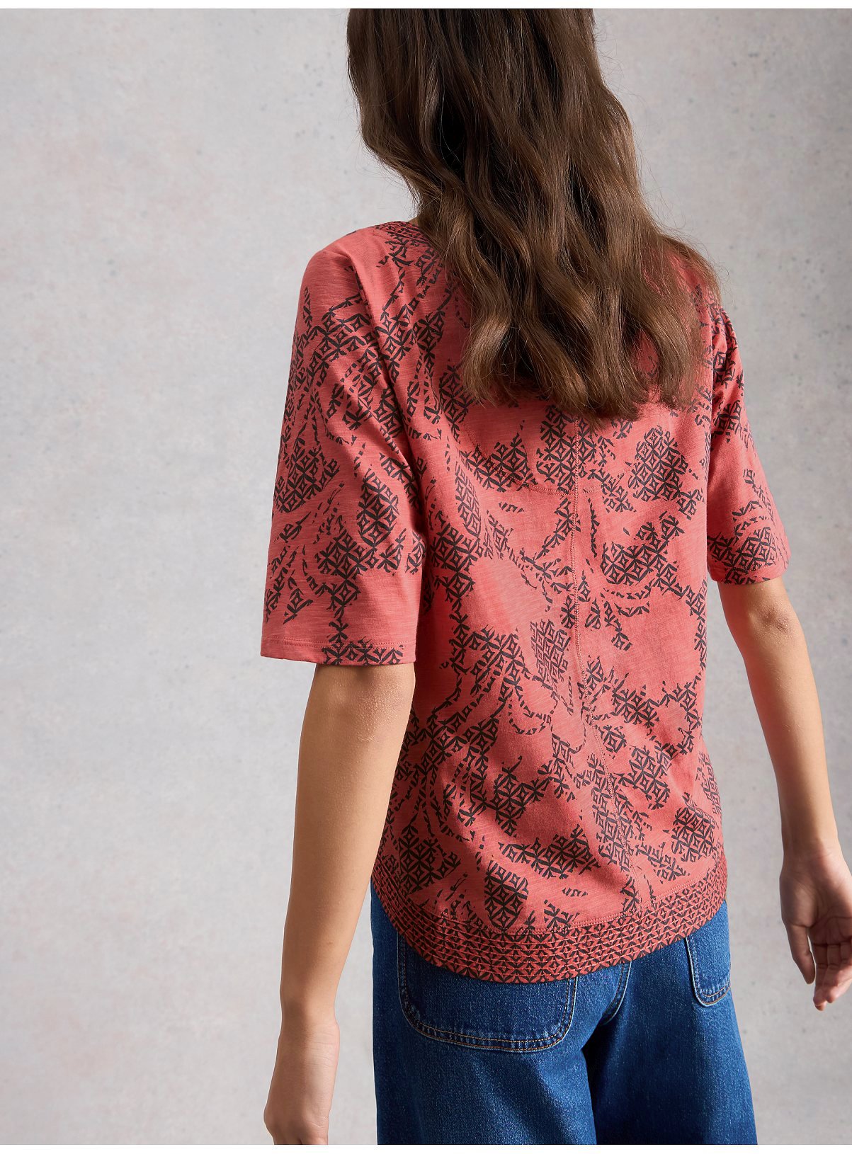WHITE STUFF Weaver Notch Neck T Shirt Pink 12 - Image 2 thumbnail
