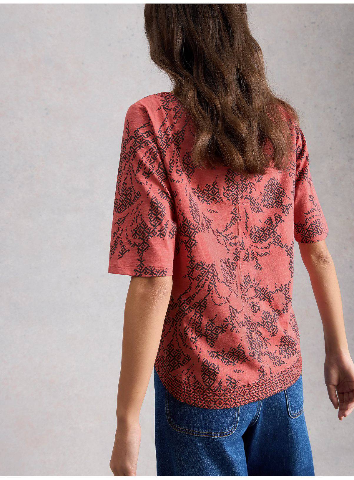 WHITE STUFF Weaver Notch Neck T Shirt Pink 12 - Image 2