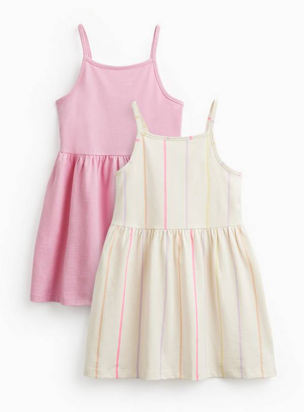Pink & Stripe Print Strappy Jersey Dresses 2 Pack 2-3 years