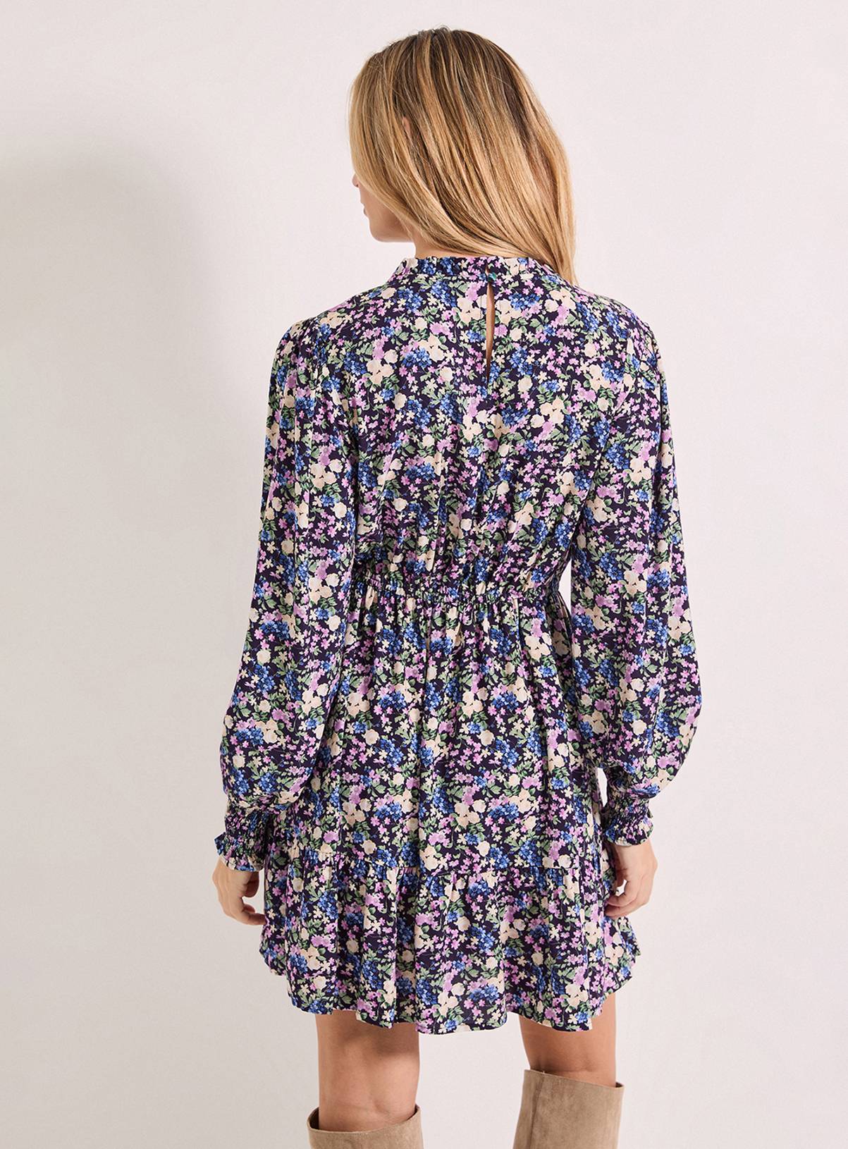DOROTHY PERKINS Frill Detail Tiered Smock Printed Mini Dress 8 - Image 3