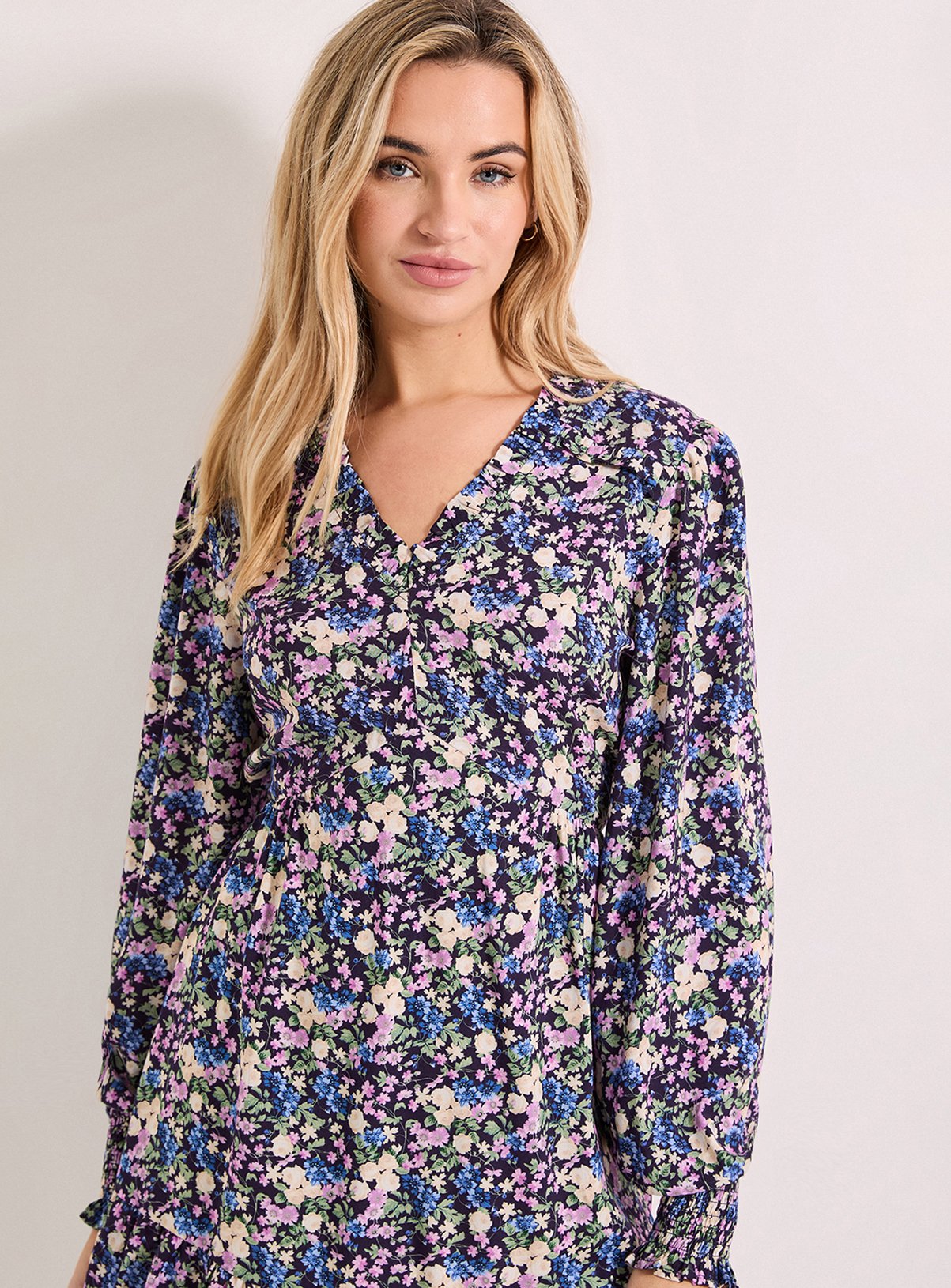 DOROTHY PERKINS Frill Detail Tiered Smock Printed Mini Dress 8 - Image 4 thumbnail