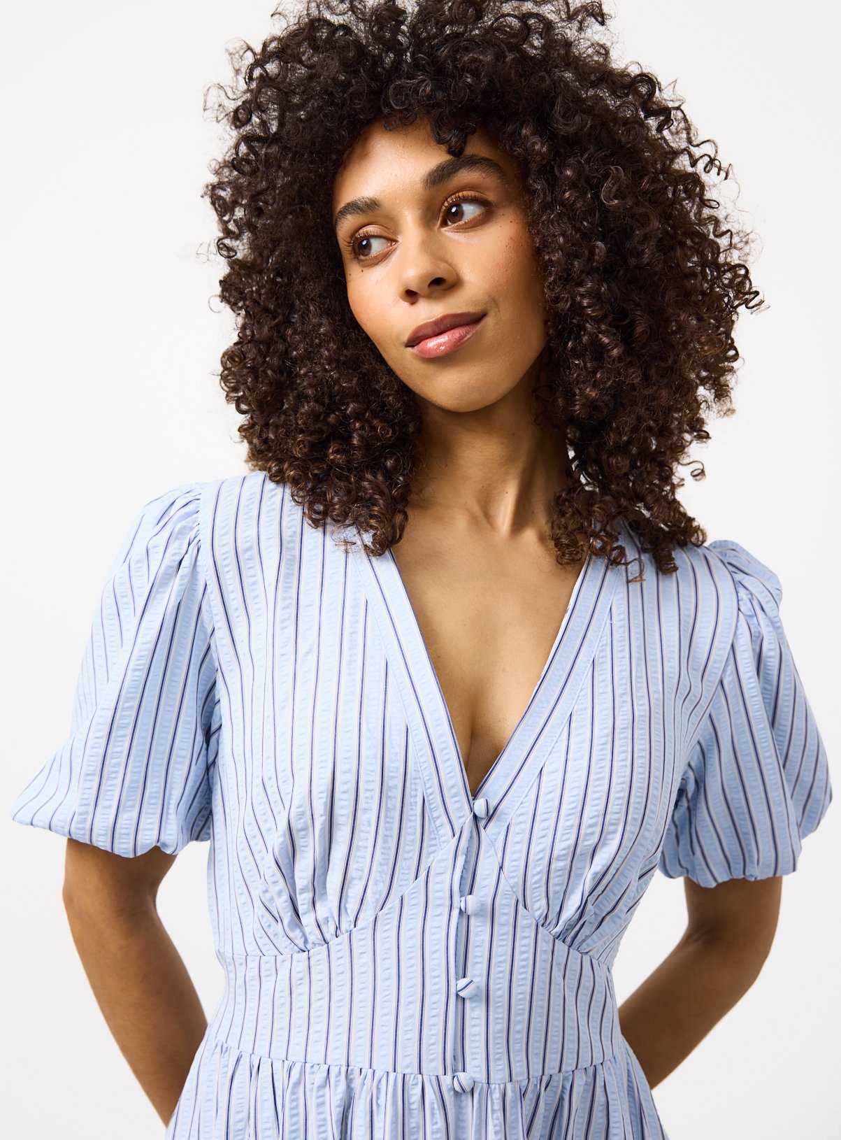 Blue Stripe Mini Tea Dress 12 - Image 3 thumbnail
