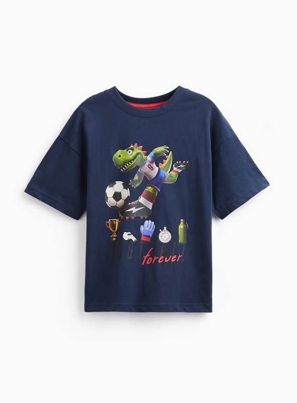 Navy Dino Football AI Graphic T-Shirt 4 years