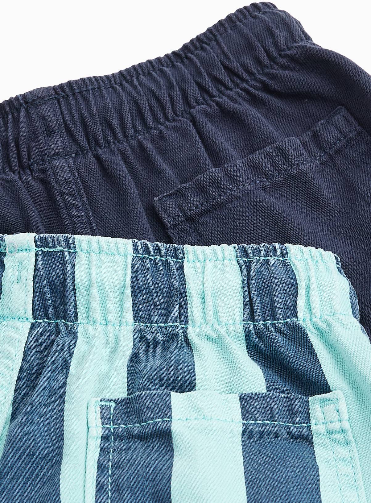 Navy & Stripe Print Woven Shorts 2 Pack 8 years - Image 2