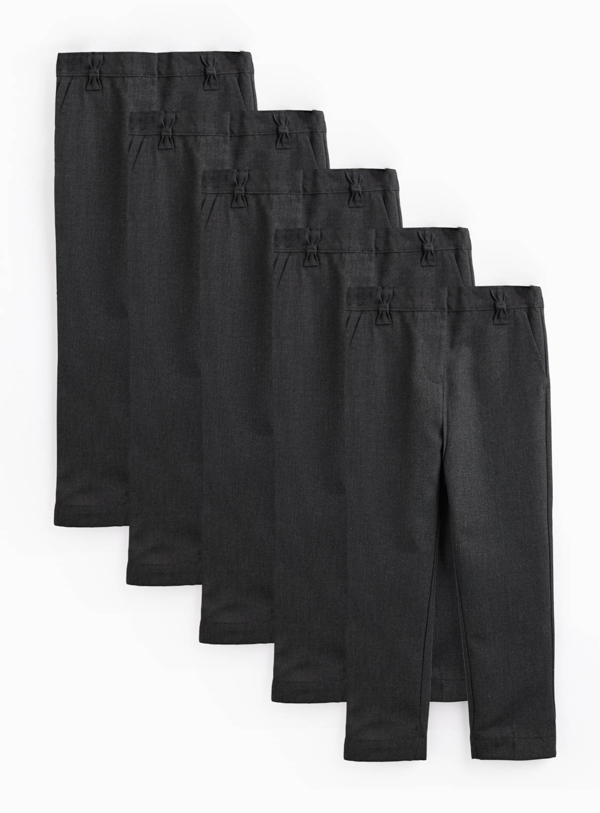 Grey Woven Reinforced Knee Extendable Hem Trousers 5 Pack 11 years - Image 1