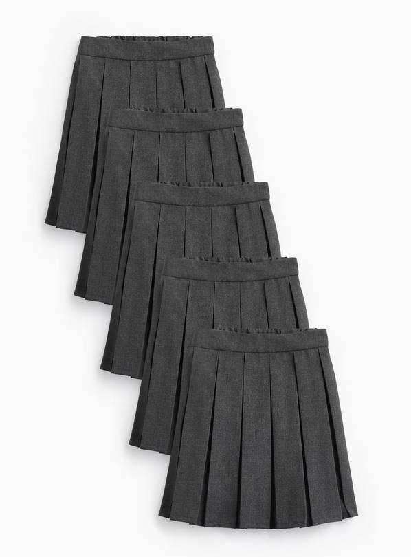 Grey Permanent Pleat Skirts 5 Pack 9 years