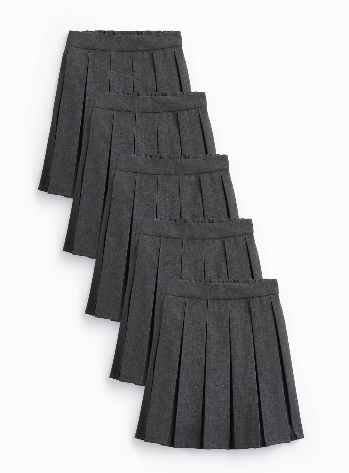 Grey Permanent Pleat Skirts 5 Pack 12 years - Image 1