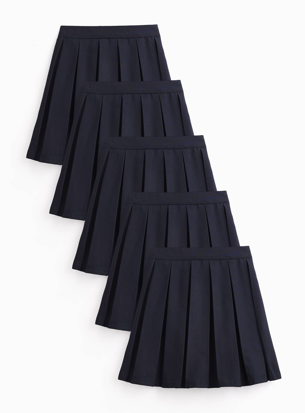 Navy Permanent Pleat Skirts 5 Pack 12 years - Image 1