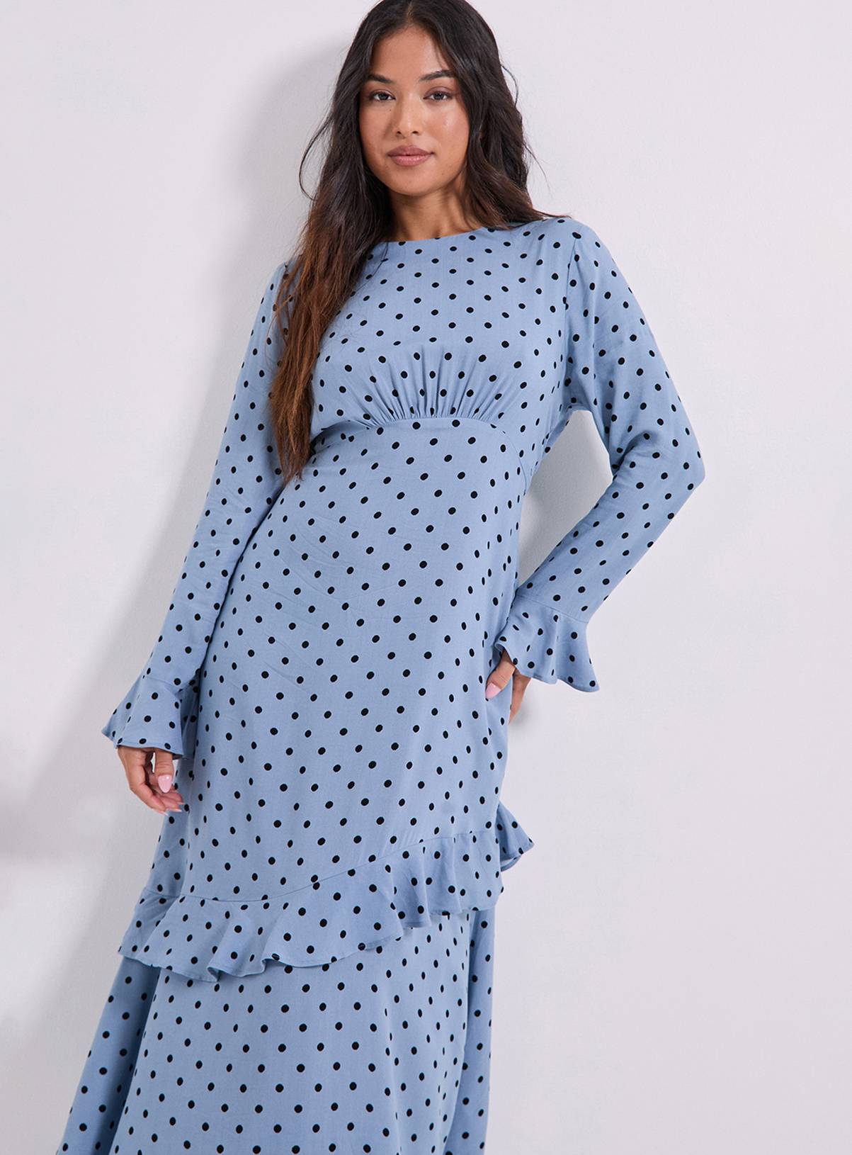 DOROTHY PERKINS Petite Frill Sleeve Ruffle Detail Printed Midaxi Dress 6 - Image 2
