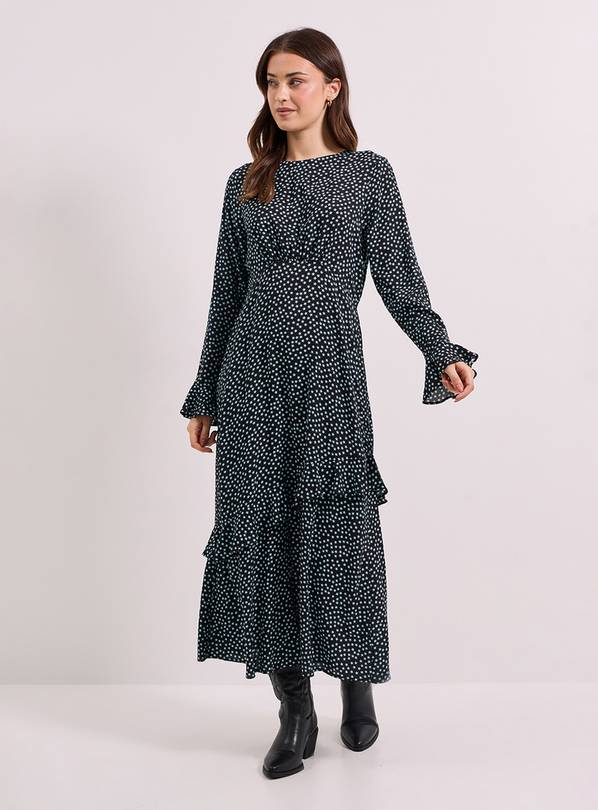 DOROTHY PERKINS Star Frill Sleeve Ruffle Detail Printed Midi Dress 18