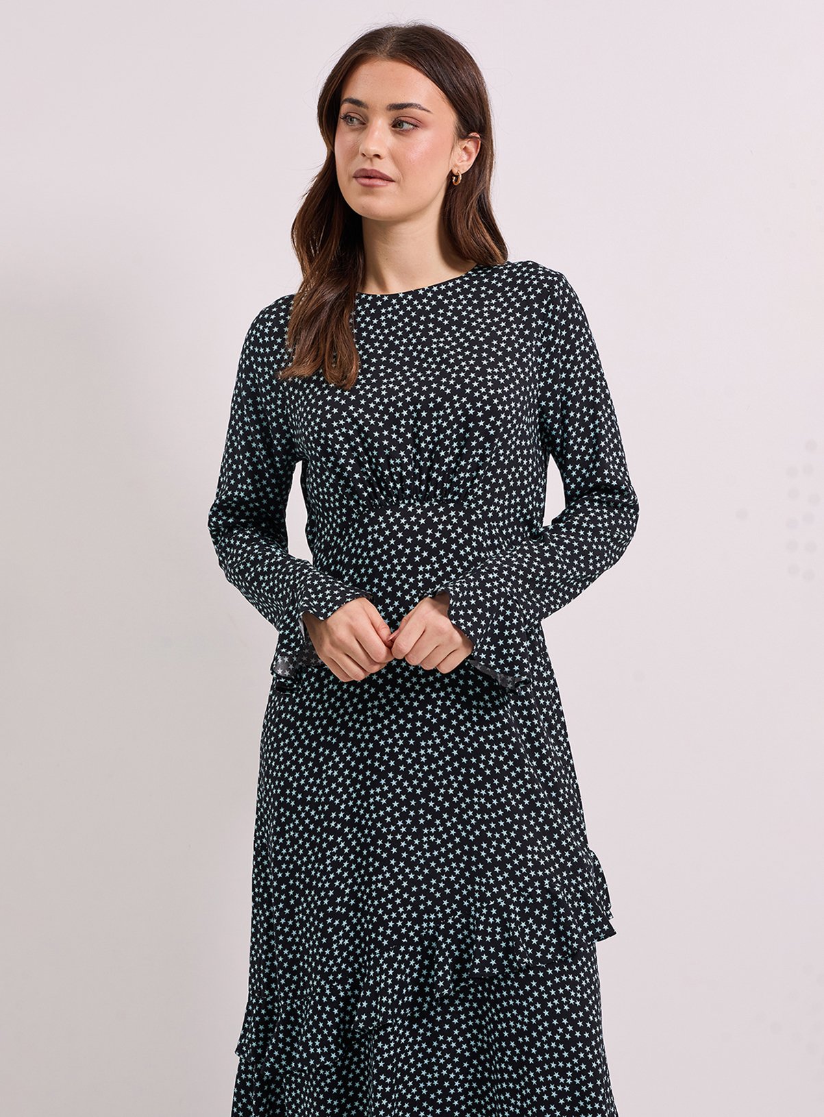 DOROTHY PERKINS Star Frill Sleeve Ruffle Detail Printed Midaxi Dress 10 - Image 2 thumbnail