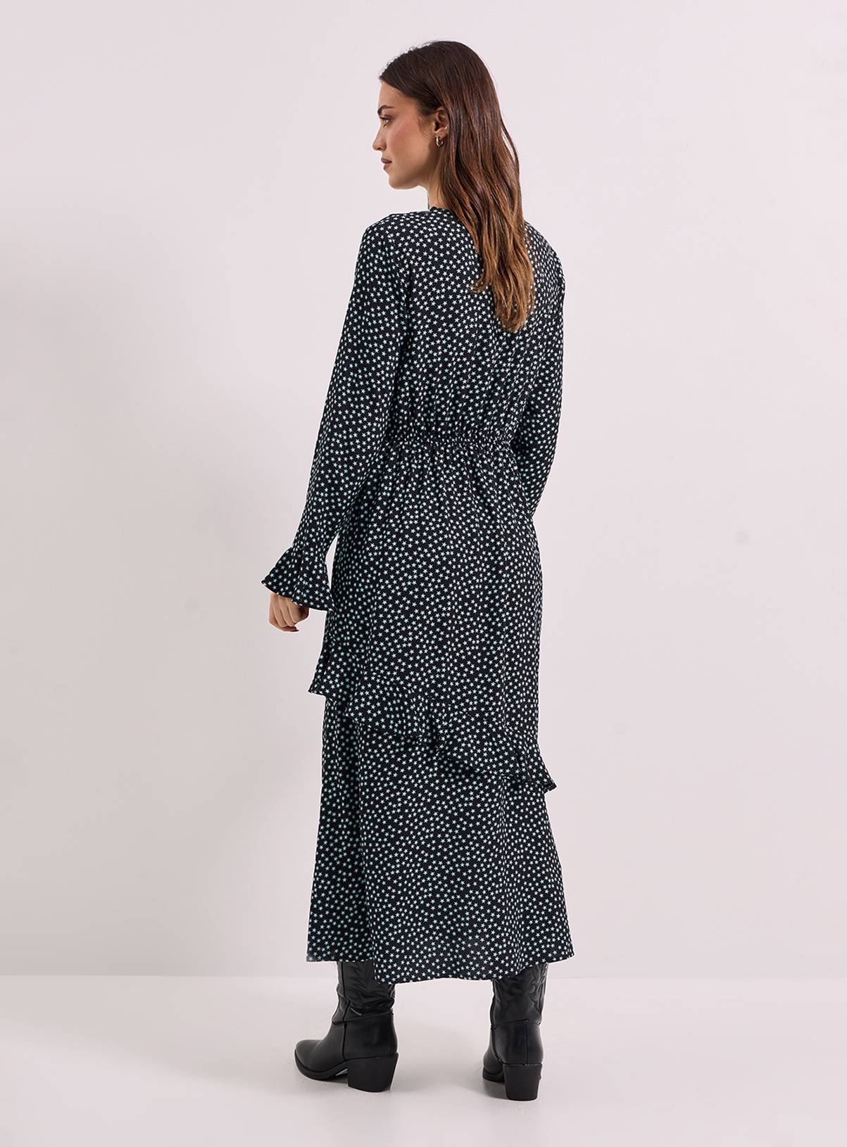 DOROTHY PERKINS Star Frill Sleeve Ruffle Detail Printed Midaxi Dress 10 - Image 3