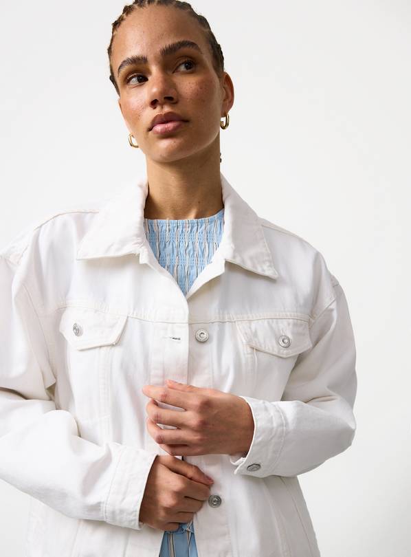 White Oversized Trucker Jacket 14