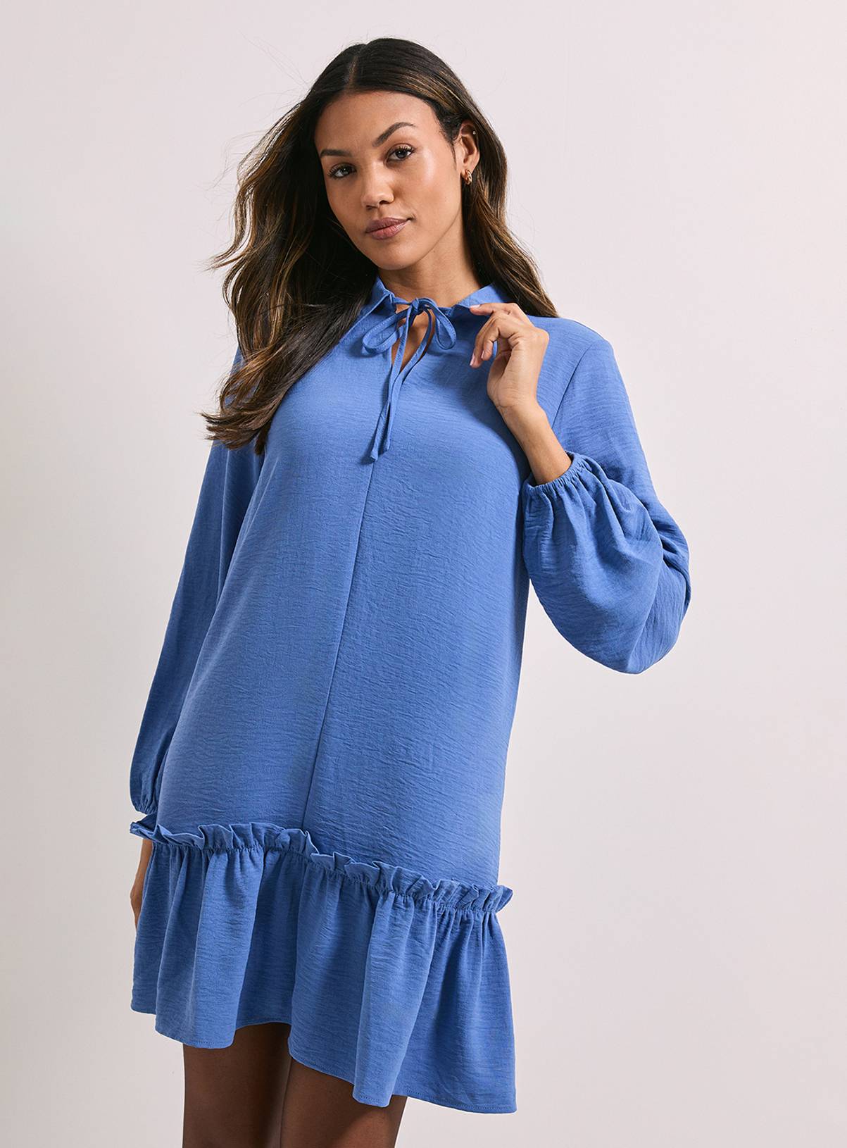 DOROTHY PERKINS Tie Neck Collar Detail Shift Mini Dress 12 - Image 1