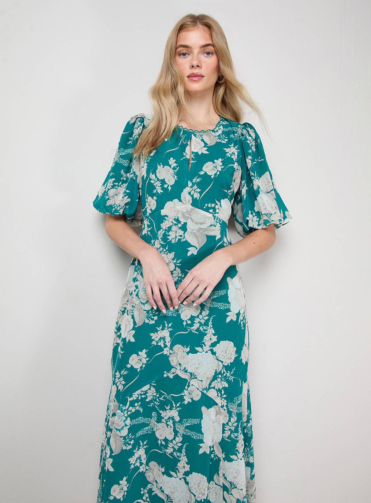 OASIS Puff Sleeve Trim Detail Panelled Tea Dress 6 - Image 2