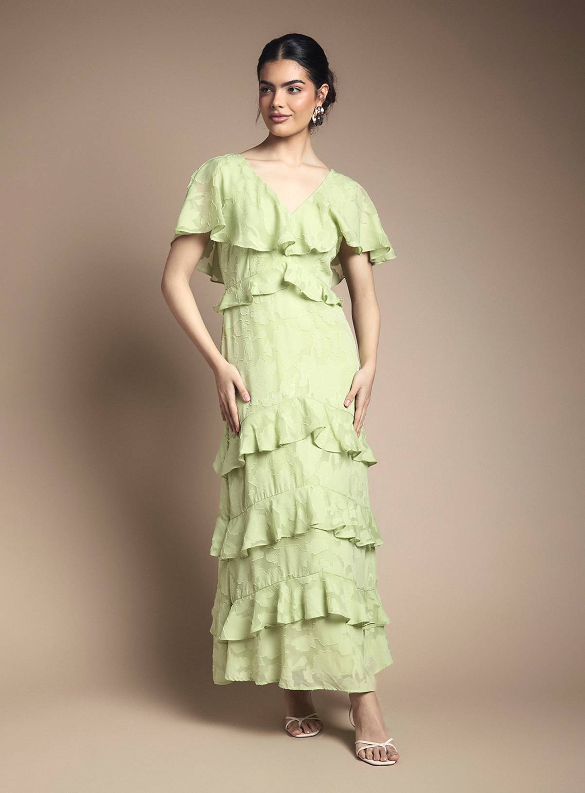 OASIS Jacquard Ruffle Maxi Dress 6 - Image 1