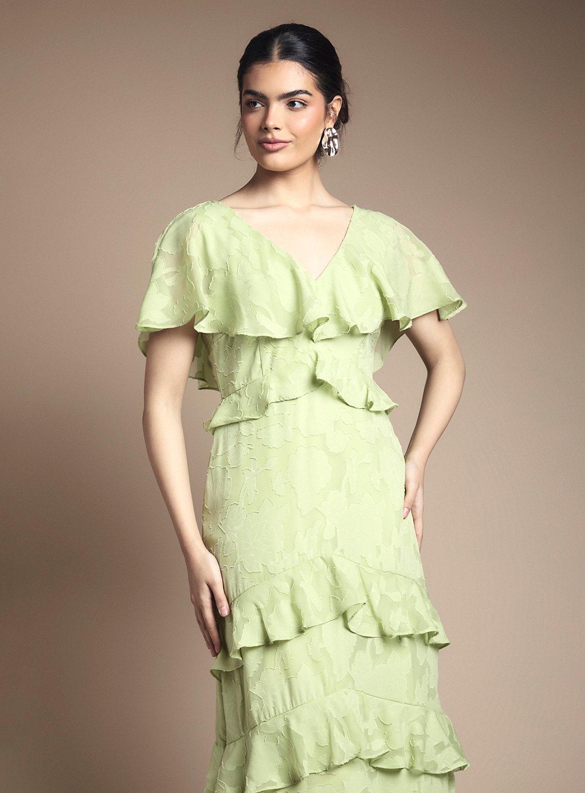 OASIS Jacquard Ruffle Maxi Dress 6 - Image 2 thumbnail