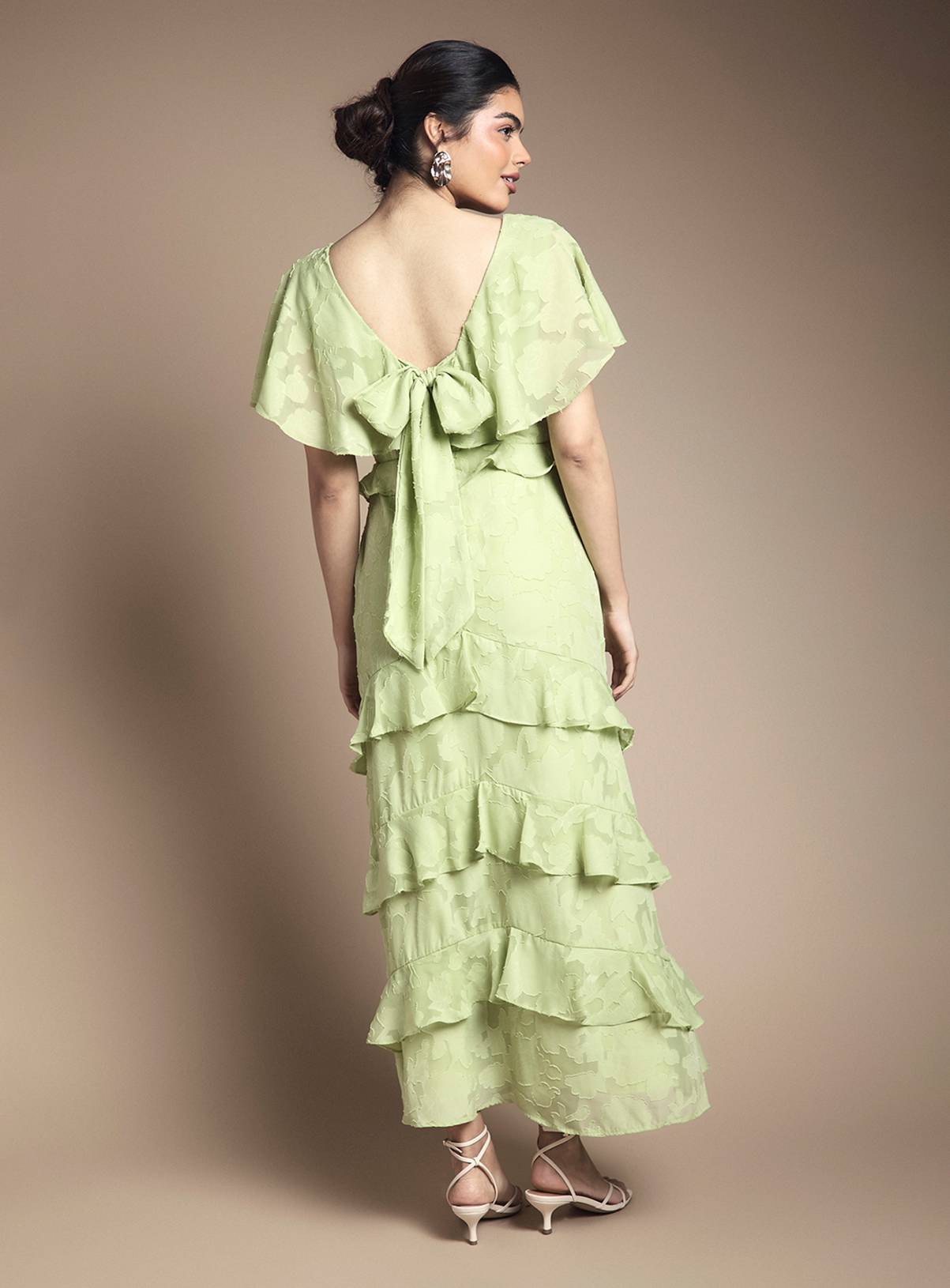 OASIS Jacquard Ruffle Maxi Dress 6 - Image 3