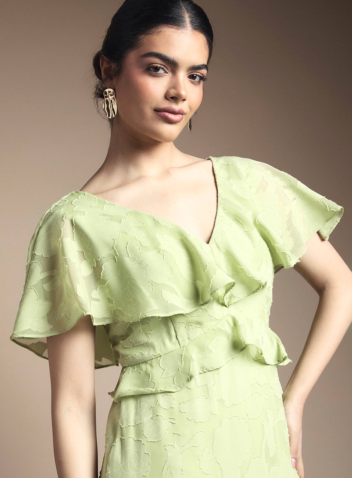OASIS Jacquard Ruffle Maxi Dress 6 - Image 4