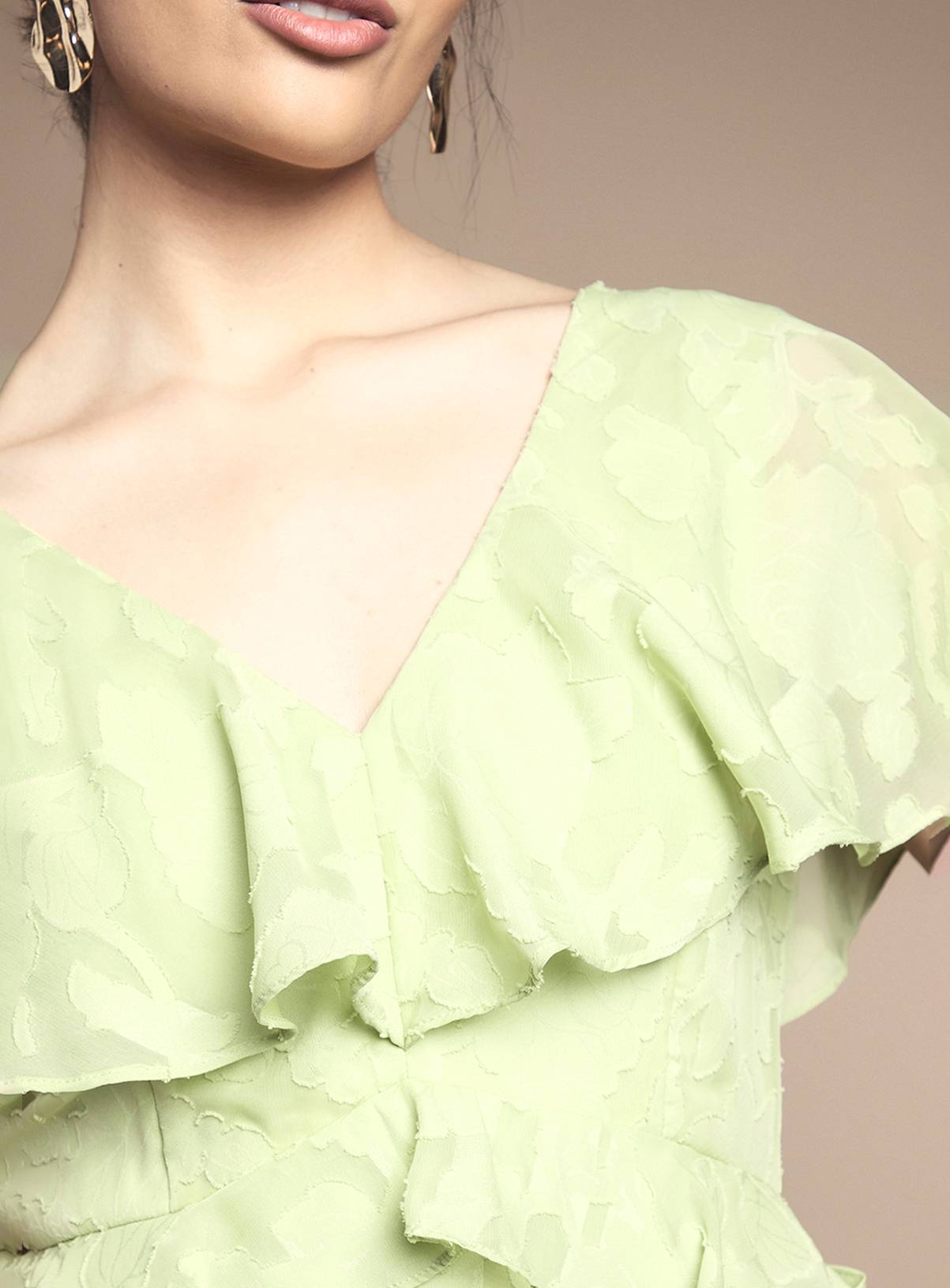 OASIS Jacquard Ruffle Maxi Dress 6 - Image 5