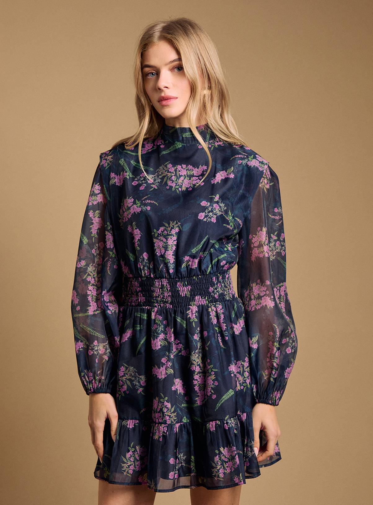 OASIS Organza Shirred Waist Mini Dress 16 - Image 1