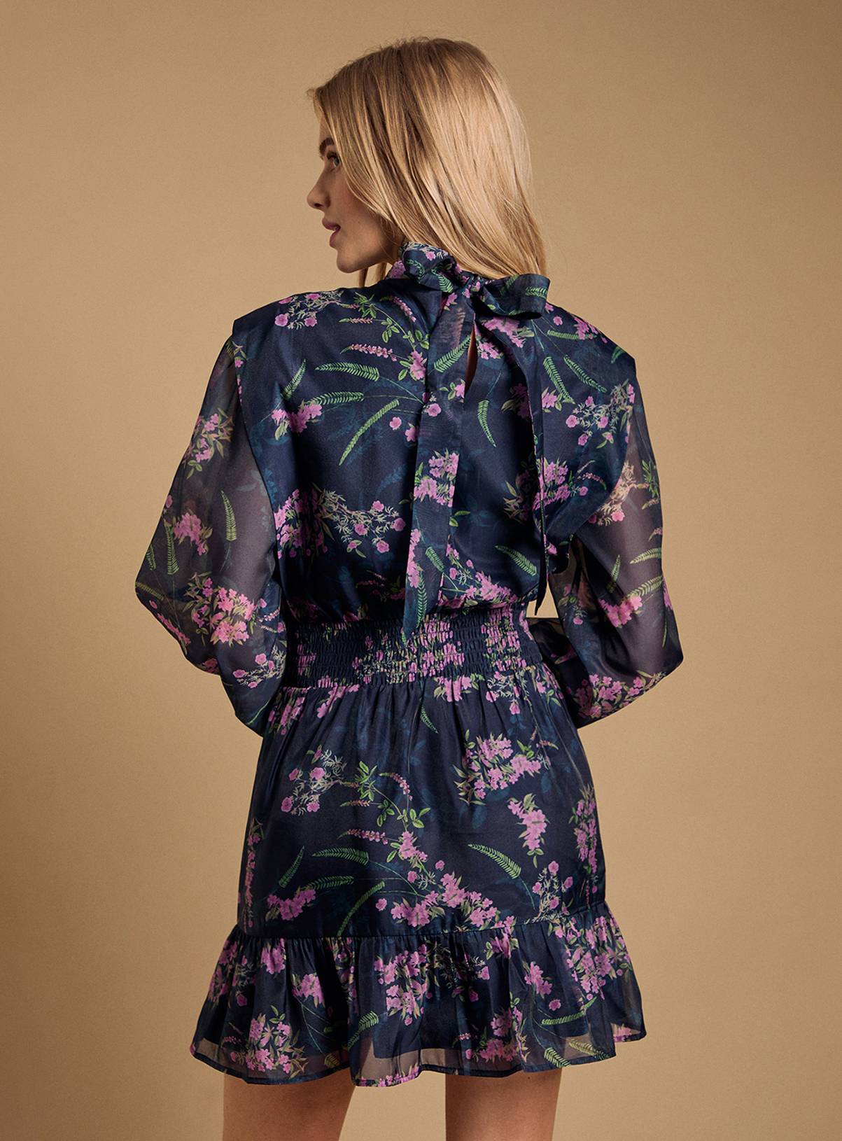 OASIS Organza Shirred Waist Mini Dress 16 - Image 3