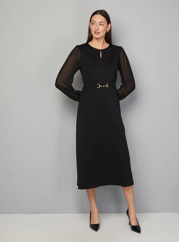 WALLIS Ponte A Line Midi Dress With Chiffon Sleeves 14