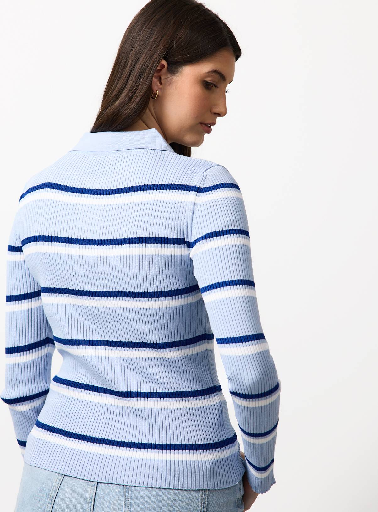 Blue Striped Collared Jumper XS - Image 4