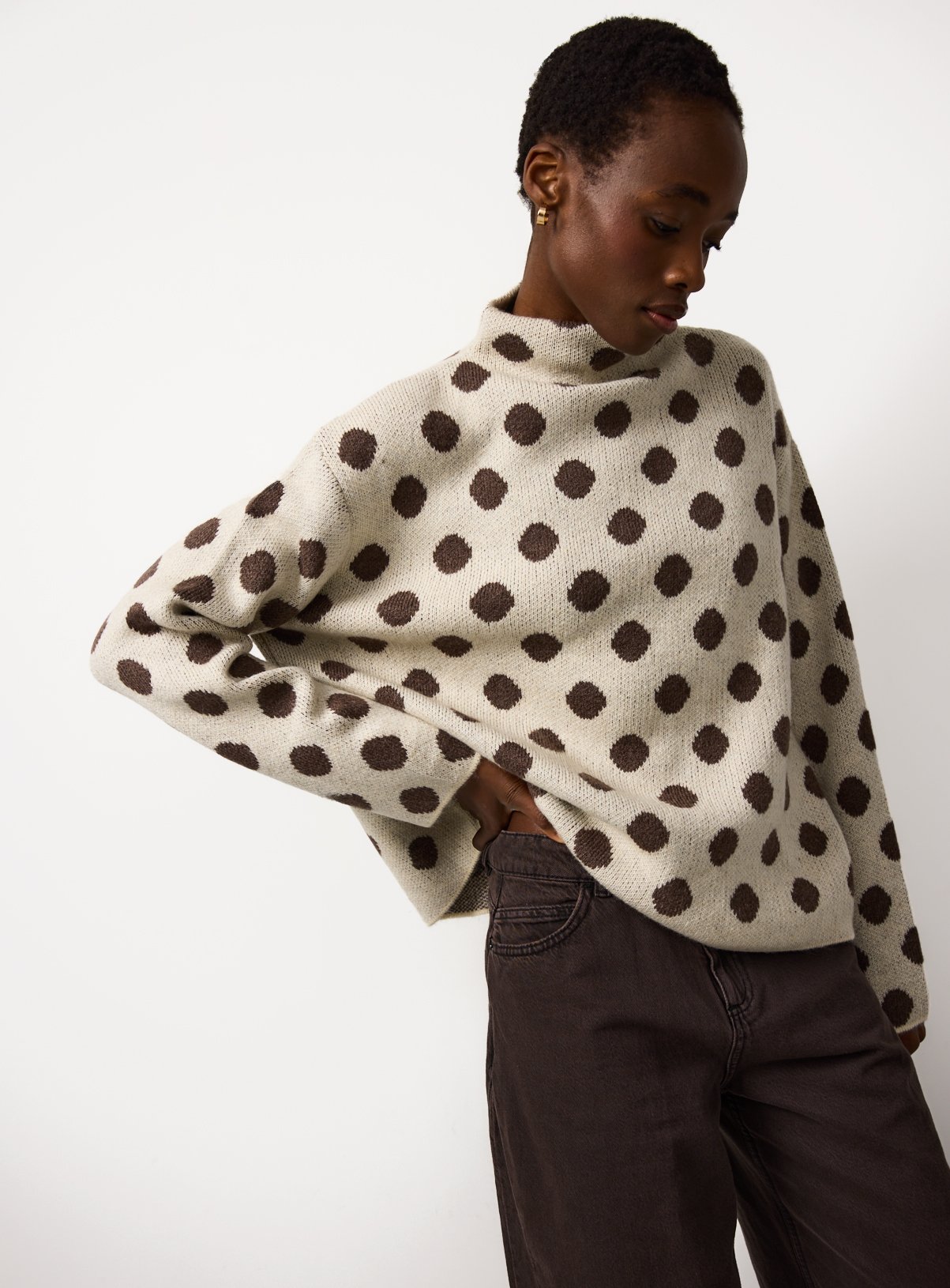 Buy Ecru High Neck Spot Print Jumper L | Gifts for her | Argos