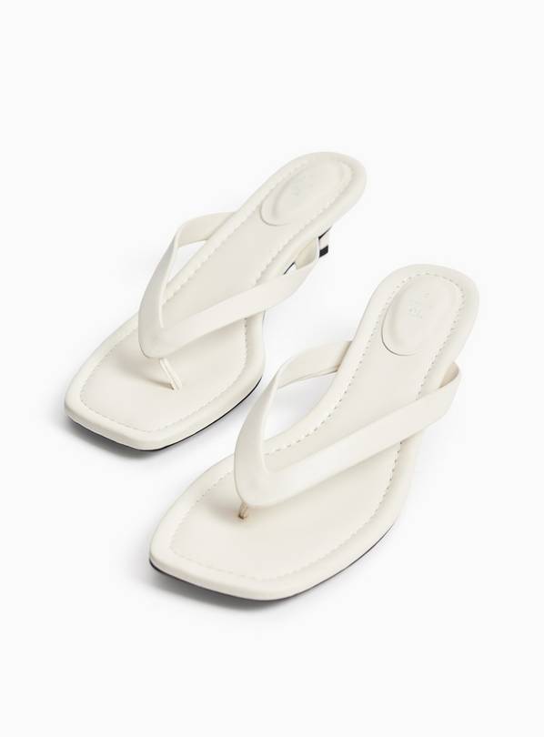 Stone Heeled Toe Post Sandals 4