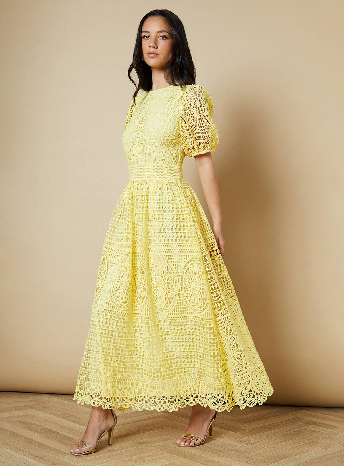 OASIS Lace Puff Sleeve Midaxi Dress 16 - Image 2