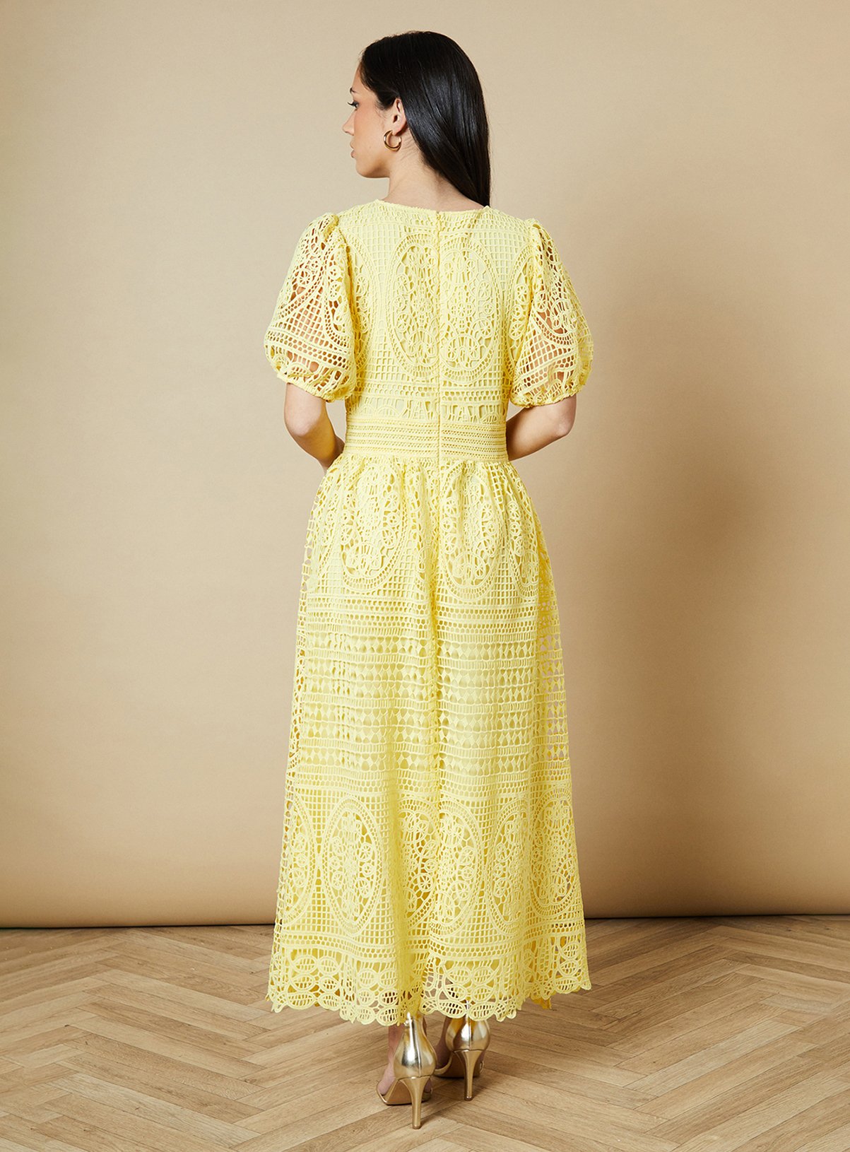 OASIS Lace Puff Sleeve Midaxi Dress 16 - Image 3 thumbnail