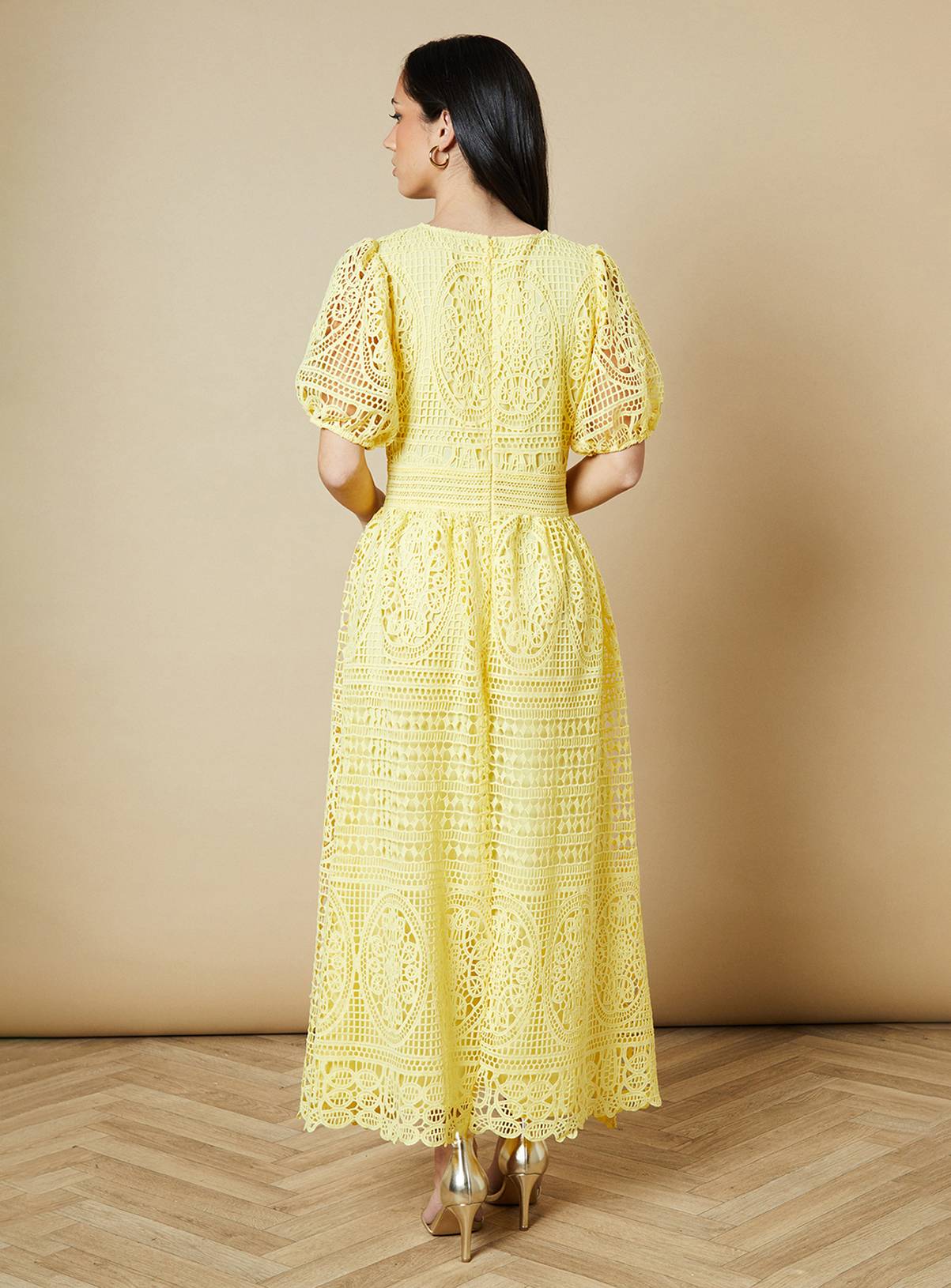 OASIS Lace Puff Sleeve Midaxi Dress 16 - Image 3
