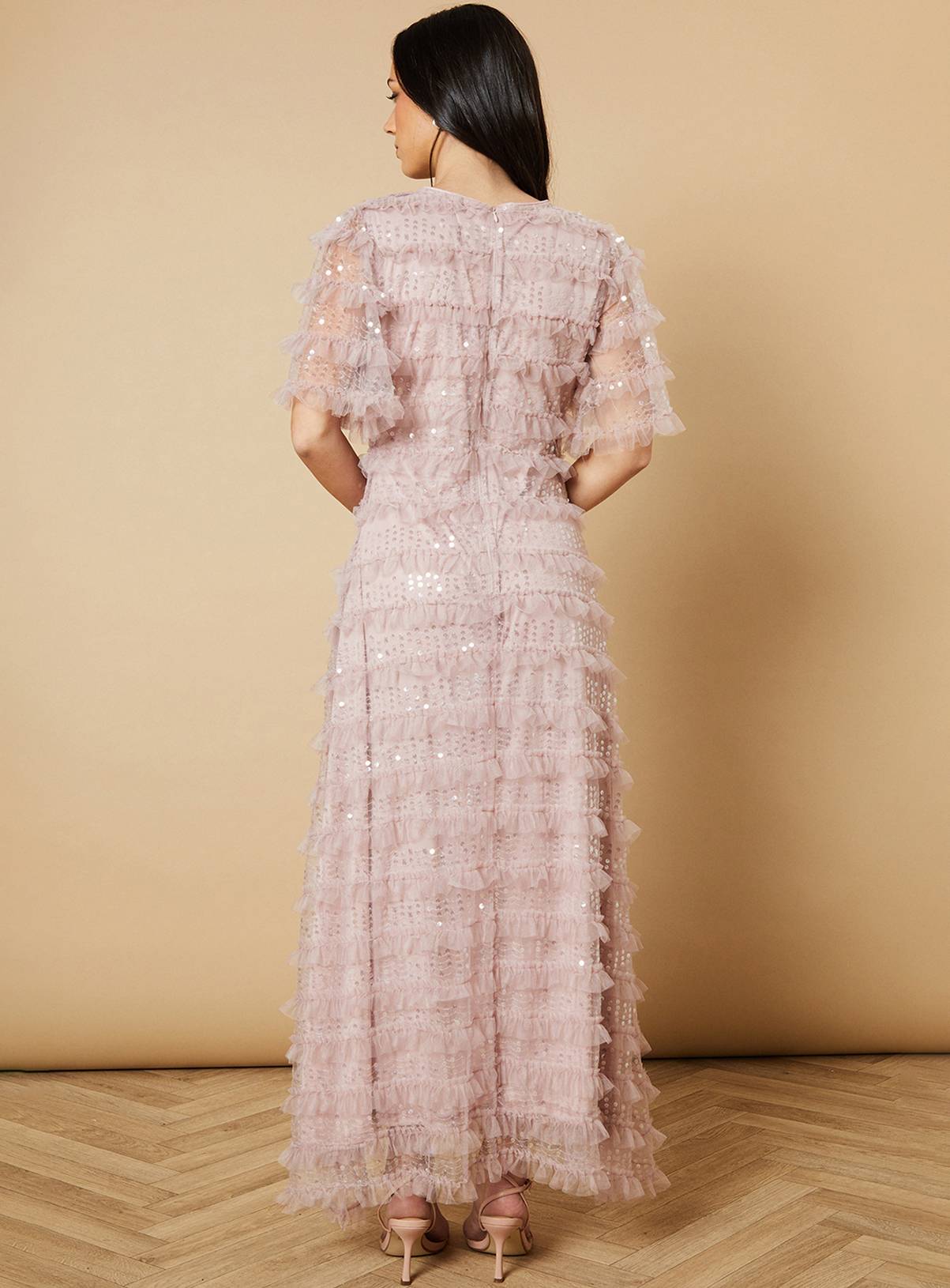 OASIS Sequin Ruffle Detail Maxi Dress 8 - Image 3