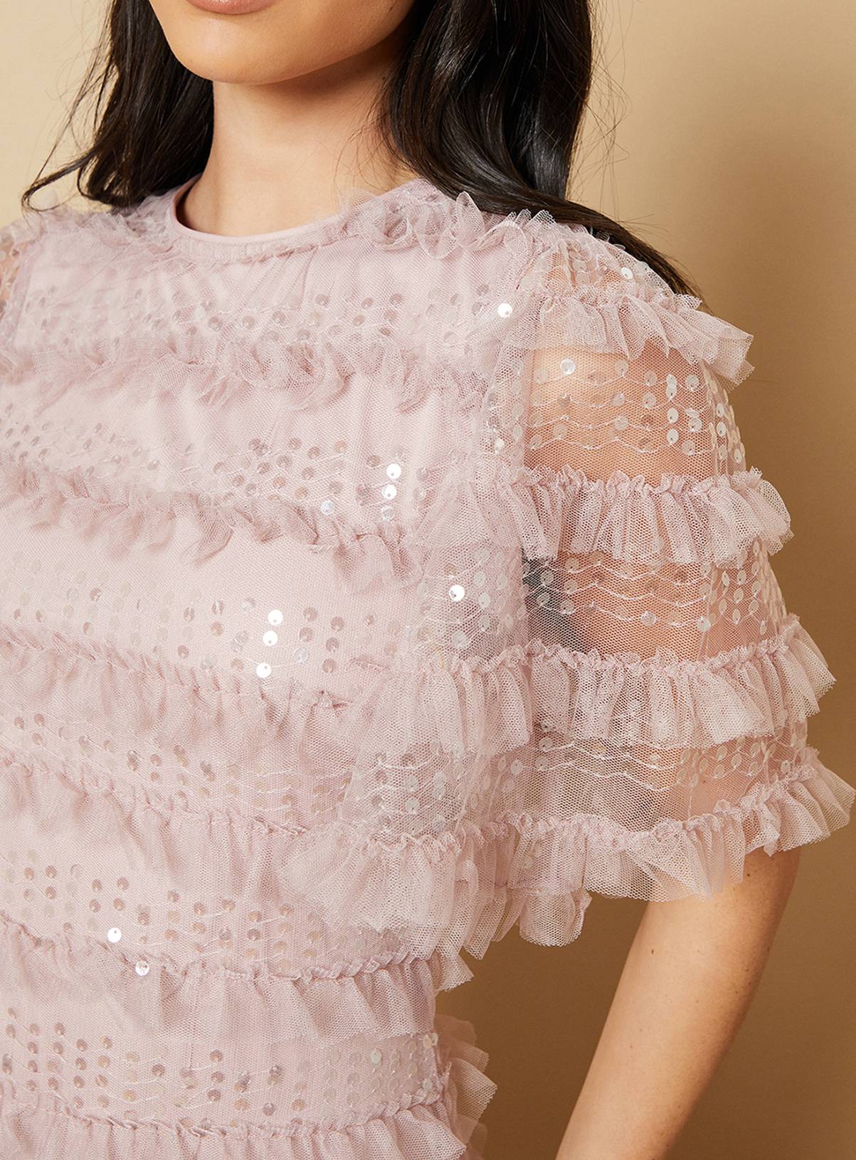 OASIS Sequin Ruffle Detail Maxi Dress 8 - Image 4