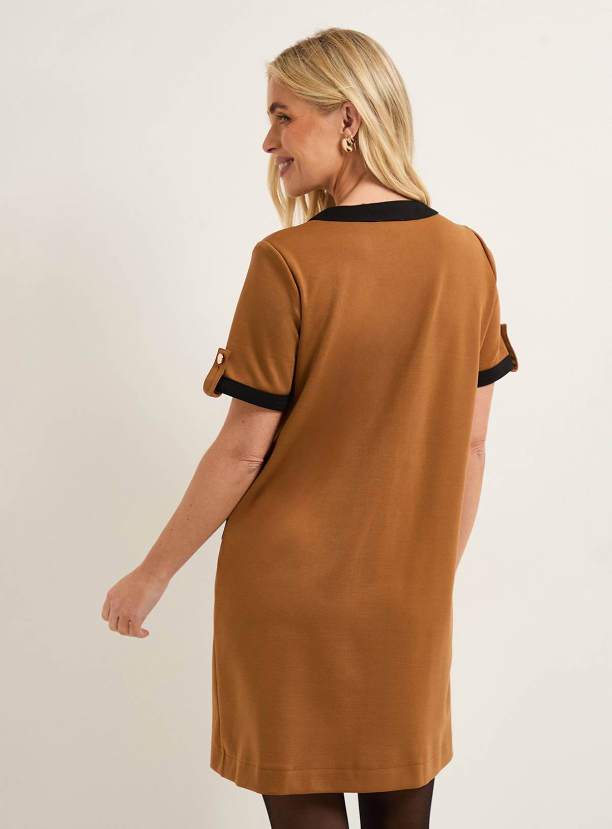 WALLIS Petite Ponte Contrast Button Shift Dress 20 - Image 3